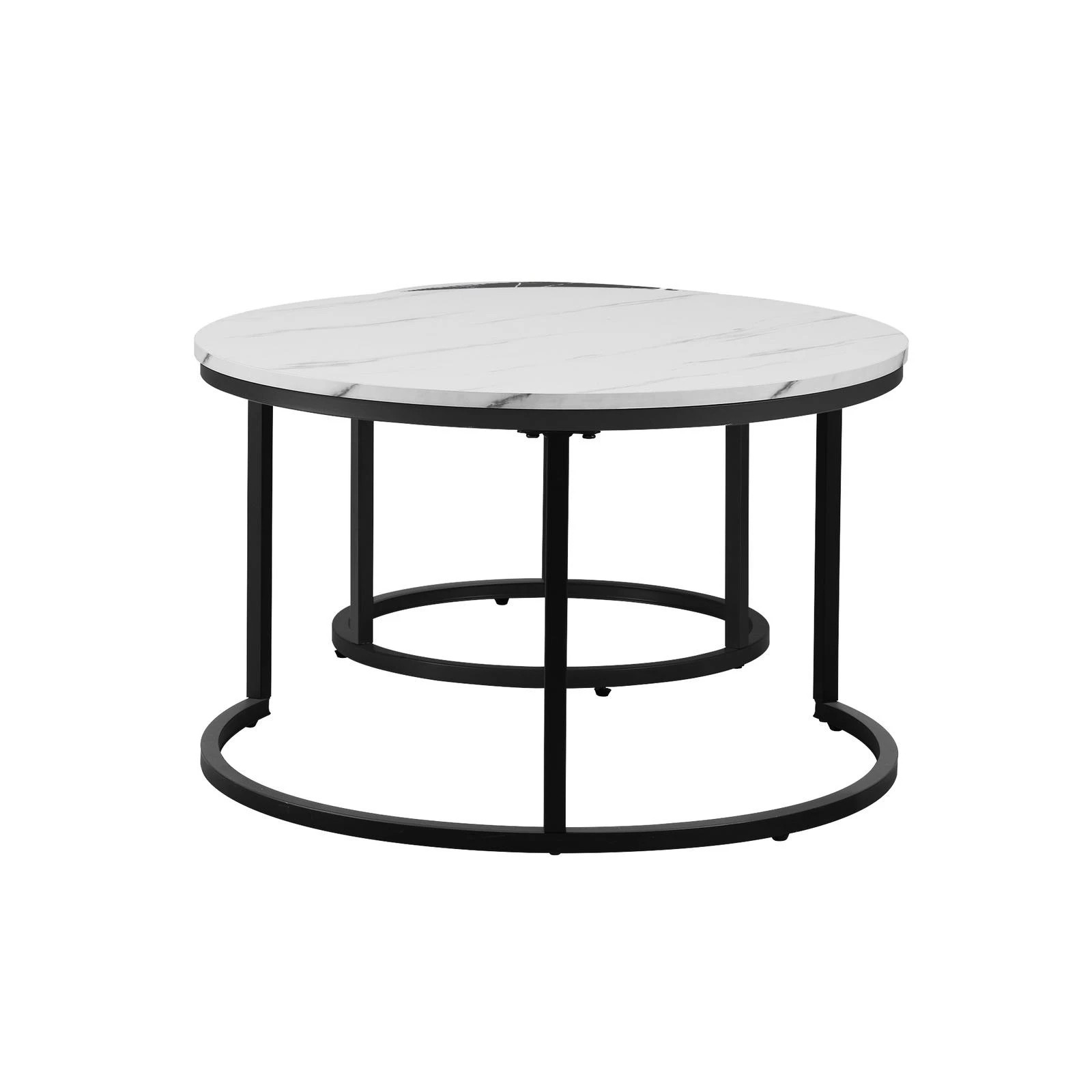 8 Oikiture Set Of 2 Coffee Table Round Nesting Side End Table
 - Multi, 8 of 10