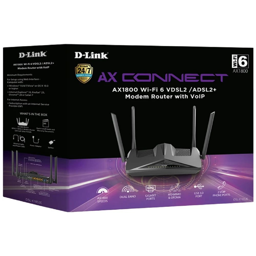 5 D-Link AX1800 WiFi 6 VoIP Modem Router, 5 of 5