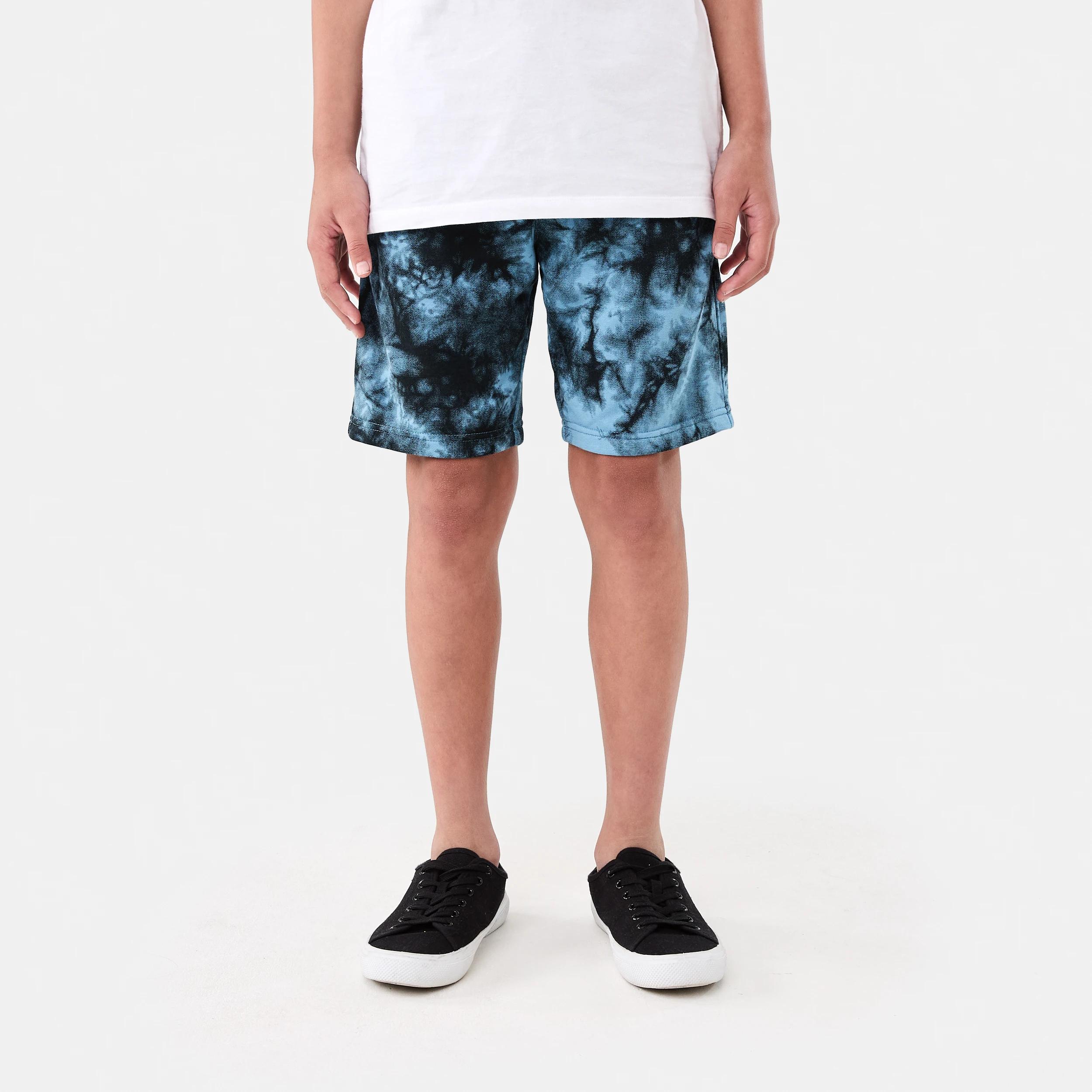 1 Printed Knit Shorts TIE DYE FADED DENIM, 1 of 6