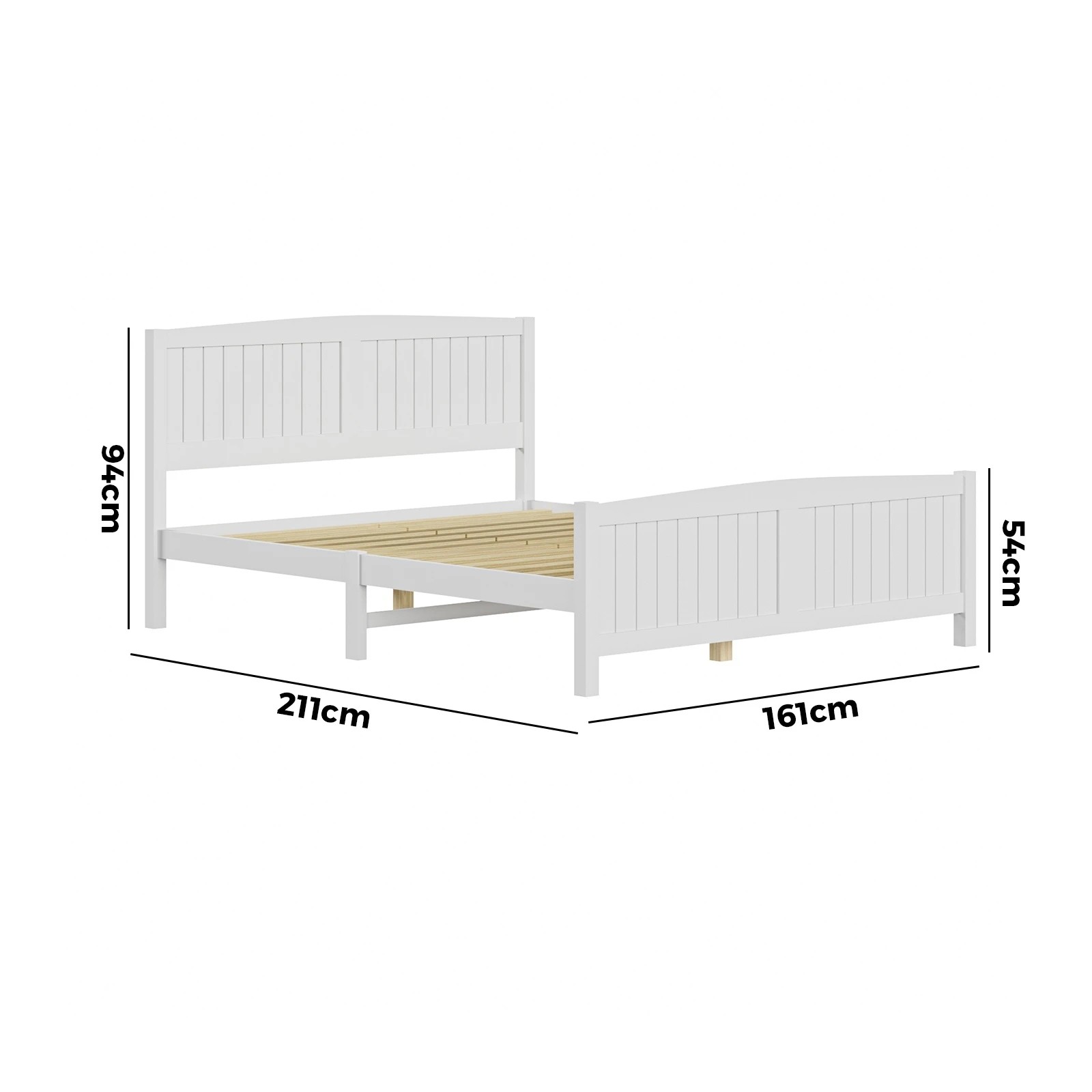 5 Oikiture Bed Frame Queen Size Wooden Base Timber Platform
 - White, 5 of 10