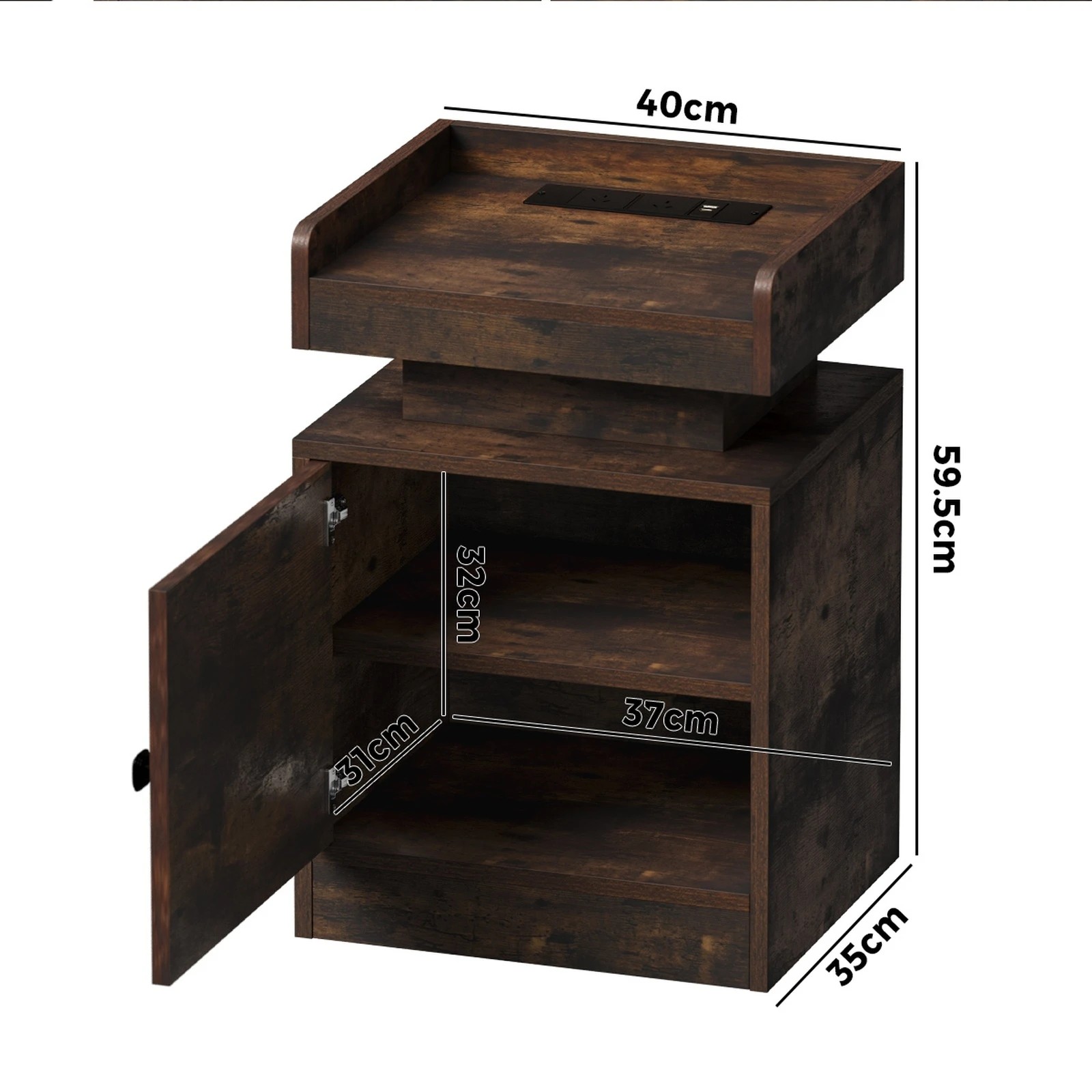 10 Oikiture Bedside Table Led Nightstand Usb Charging Station
 - Charcoal, 10 of 10