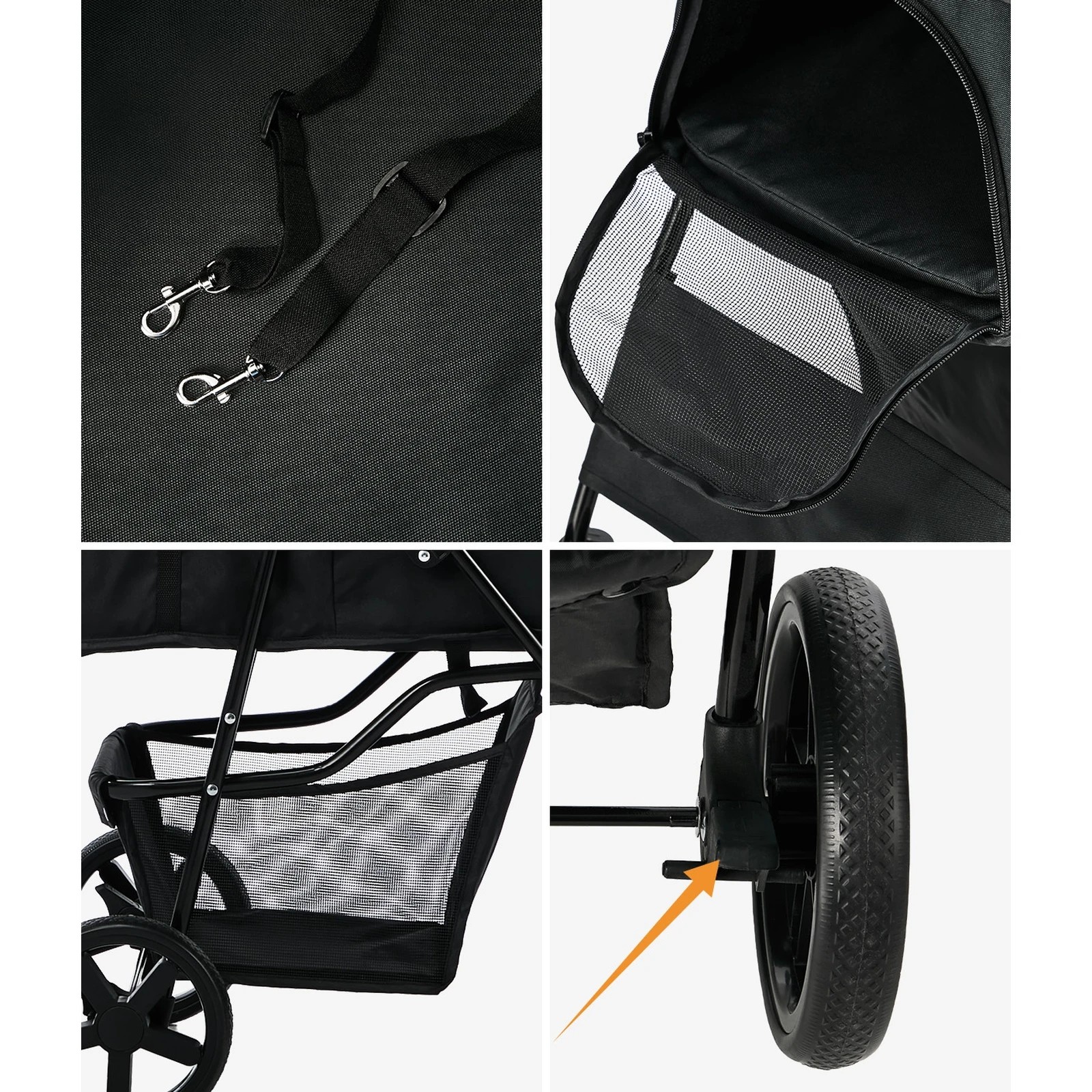 6 Alopet Pet Stroller Pram Dog Cat Carrier Cage Travel Pushchair Storage Foldable - Black, 6 of 9