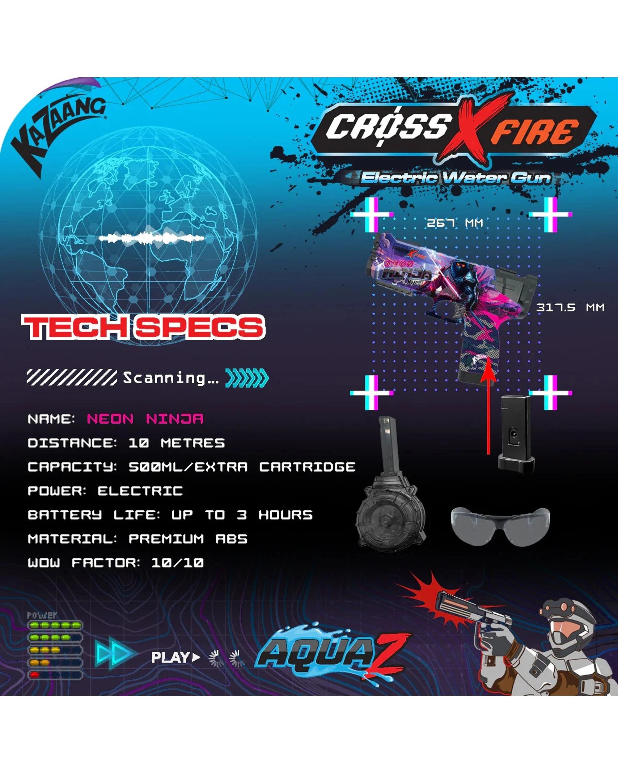 3 CrossXFire AquaZ Neon Ninjas Electric Water Gun, 3 of 6