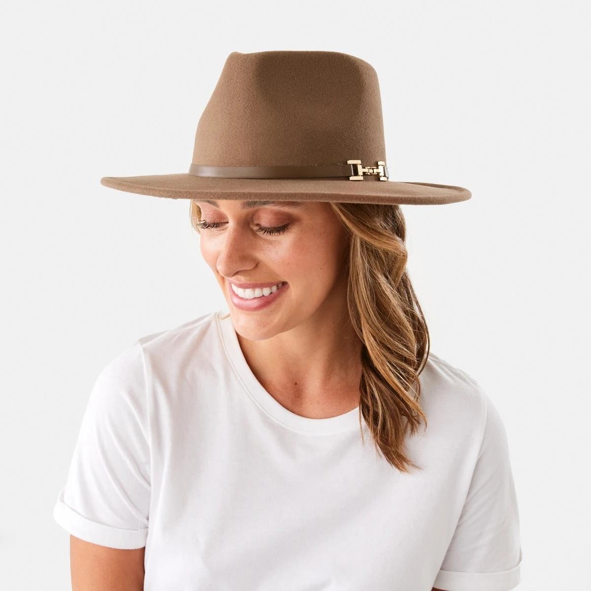 4 Metal Trim Fedora Hat Chocolate, 4 of 5