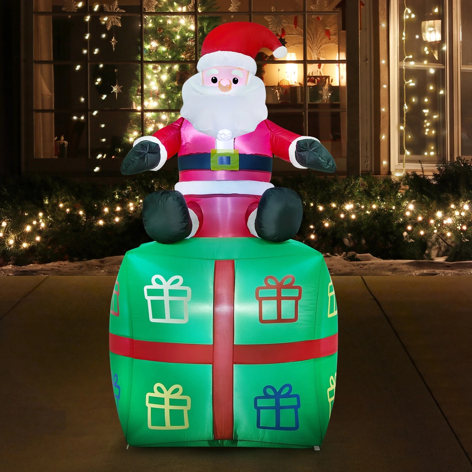 3 Tinseltown 1.8M Christmas Inflatable Santa Gift Box LED Light Outdoor Decor - Multi, 3 of 8