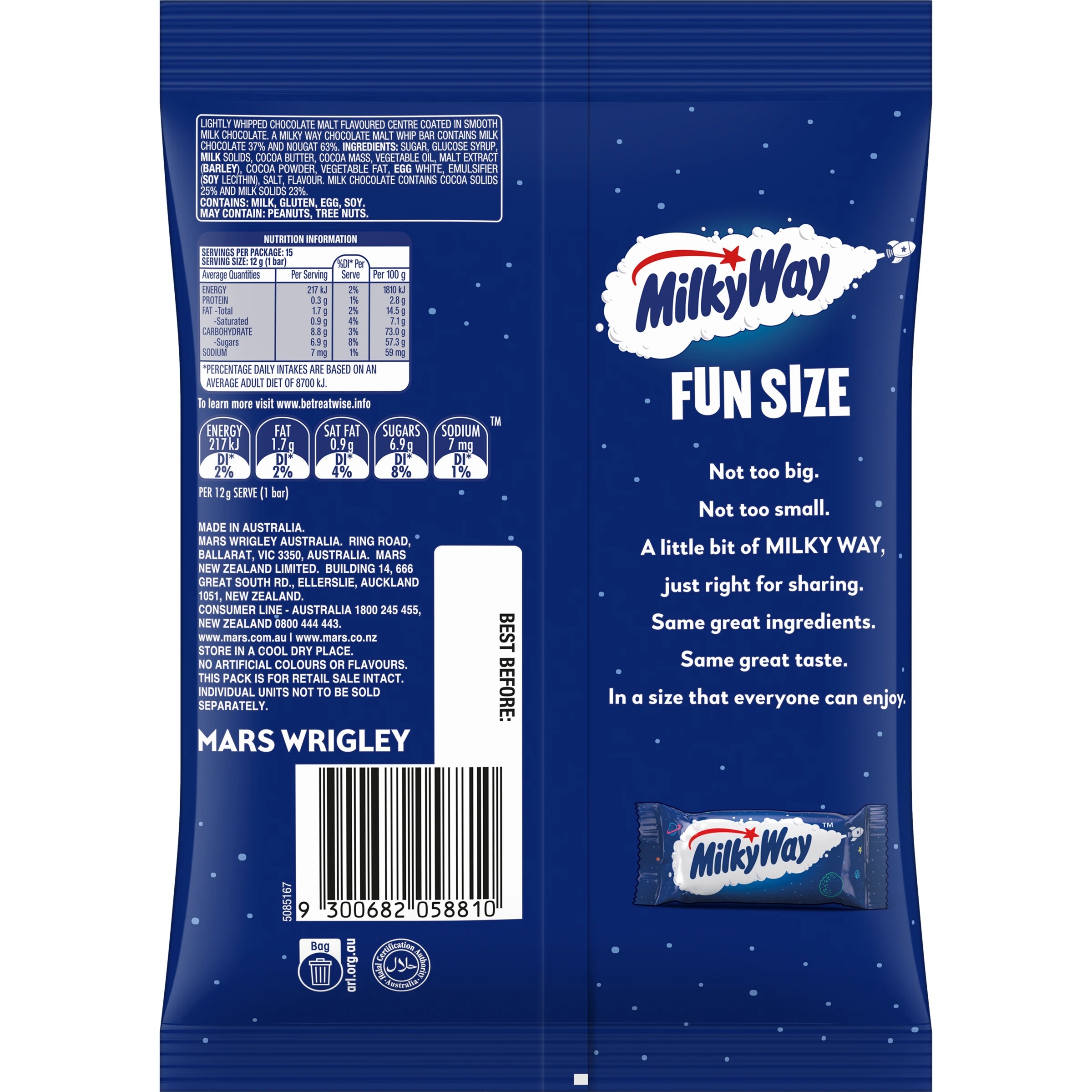 4 Milky Way 15 Piece Fun Size Chocolate Party Share Pack 180g, 4 of 6