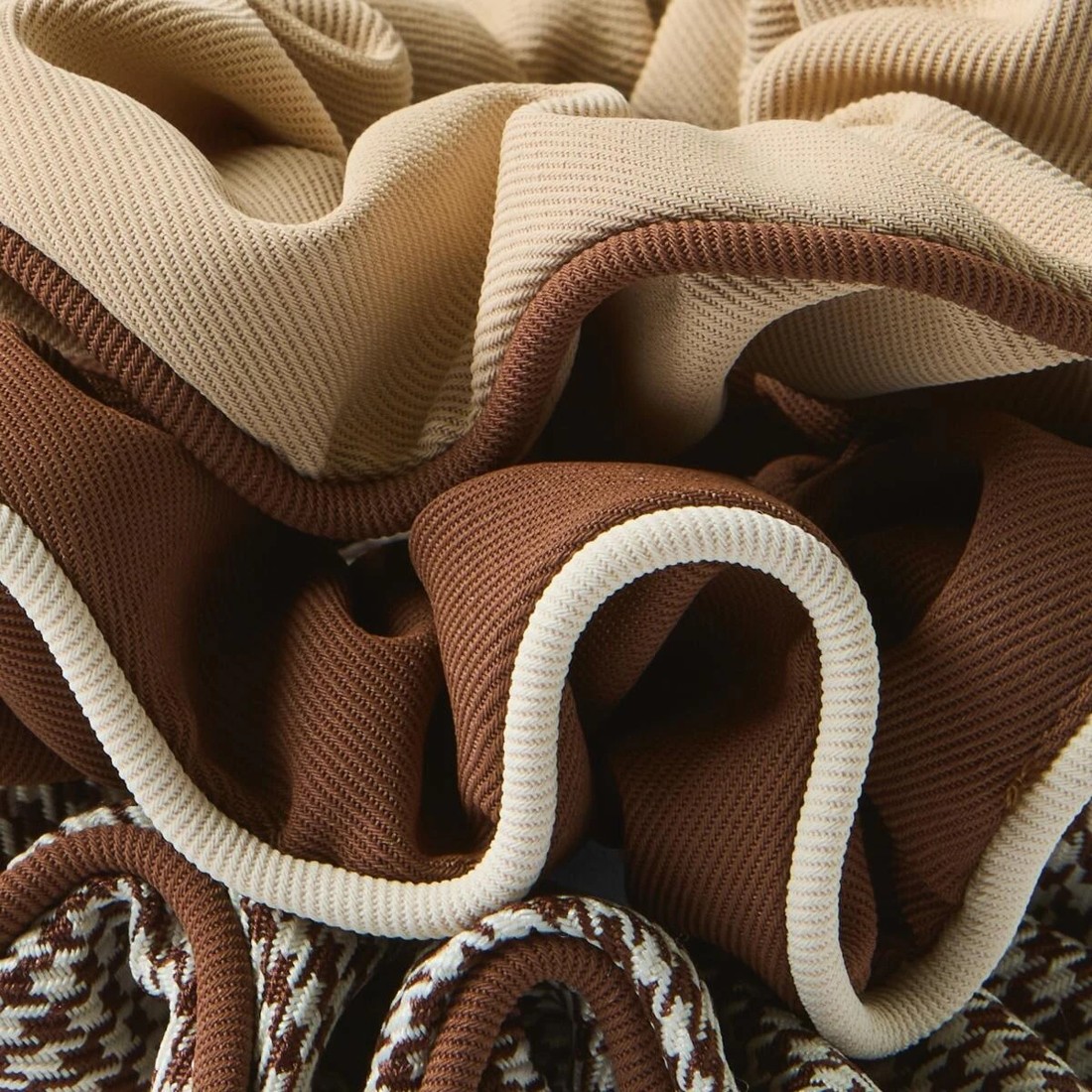 3 3 Pack Brown and Beige Contrast Trim Scrunchies, 3 of 5