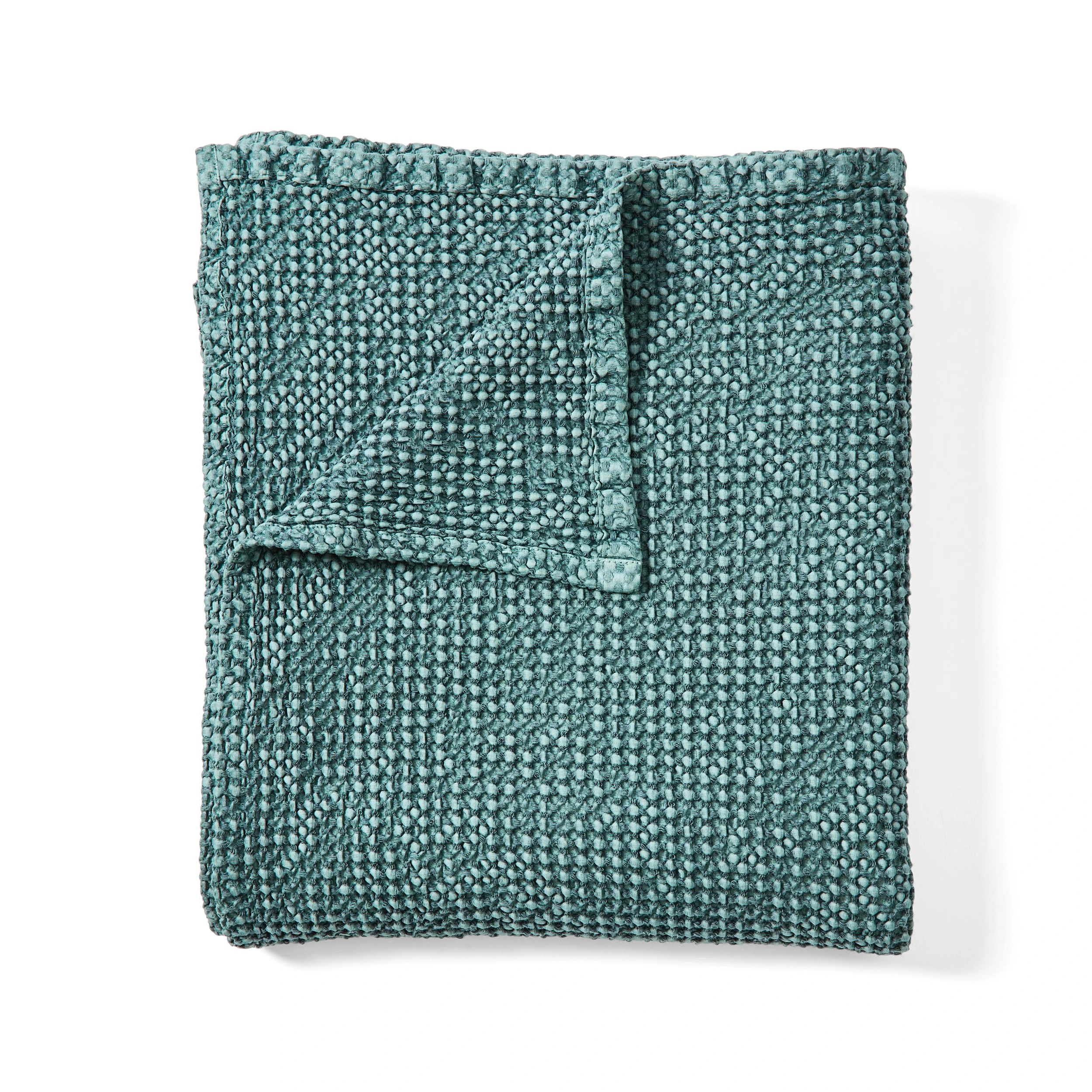 4 Stonewashed Australian Cotton Waffle Throw - Teal, 4 of 6