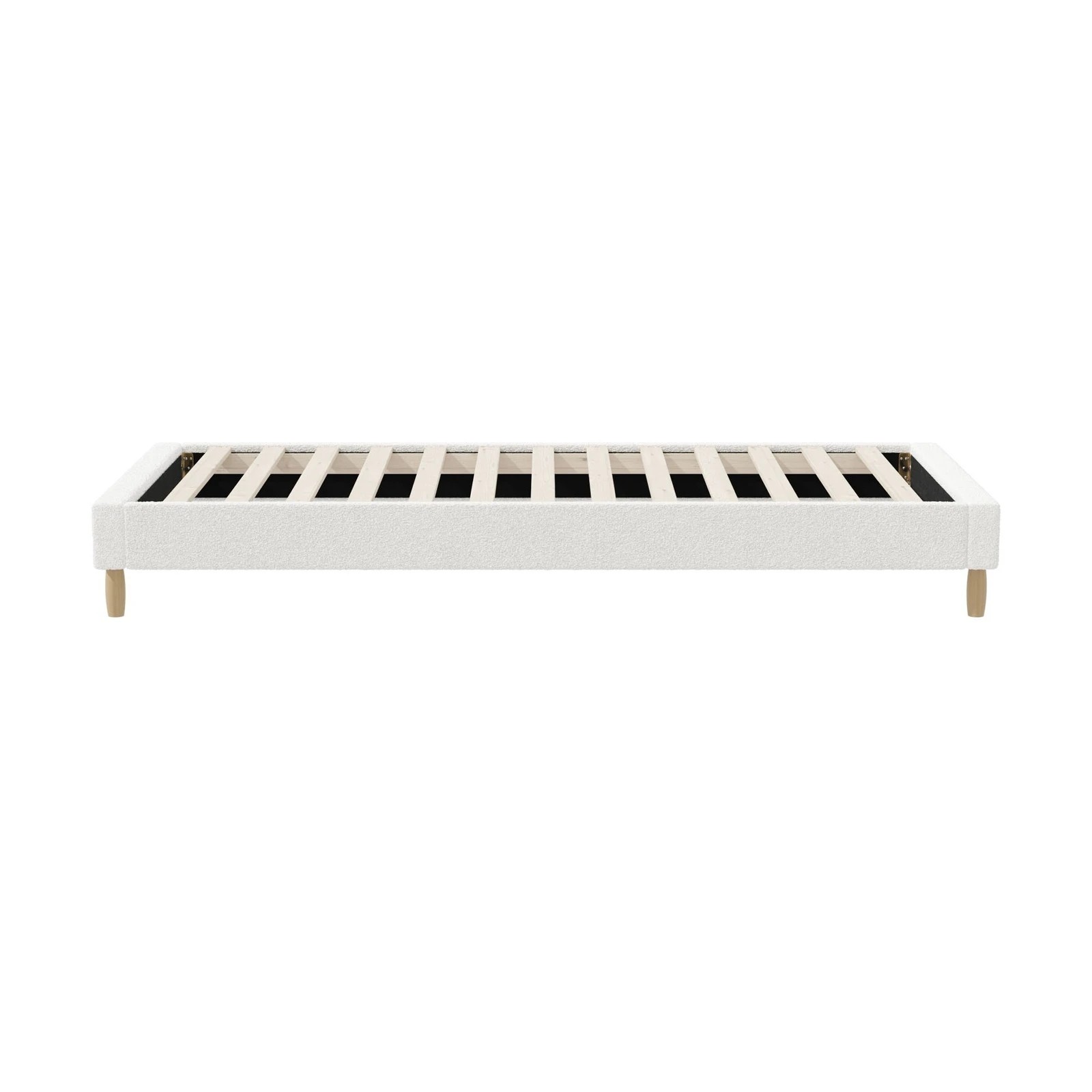 7 Oikiture Single Bed Base Boucle Bed Frame
 - White, 7 of 10