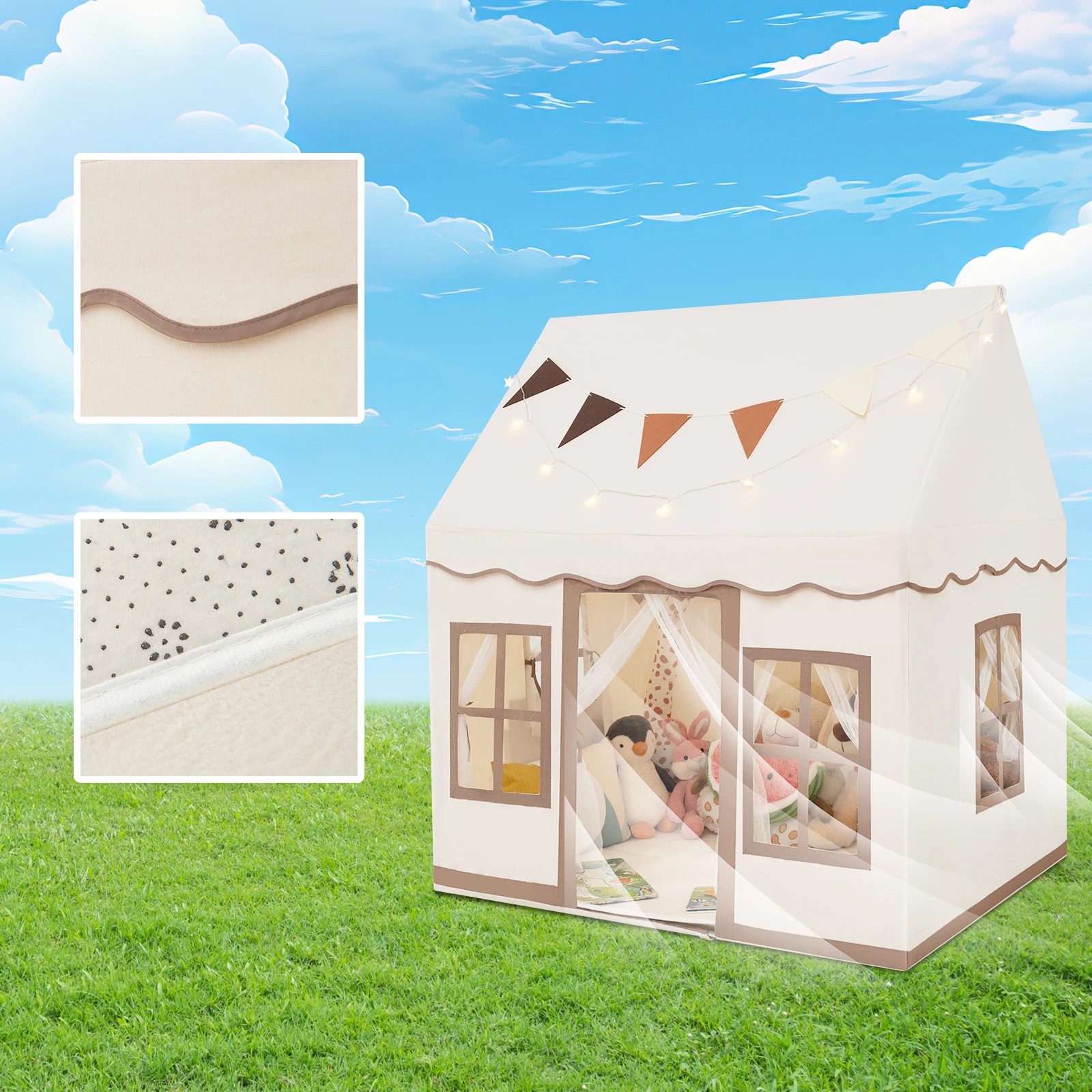 4 Costway Play Tent Kids Playhouse Indoor Toy w/Mat, 4 of 7