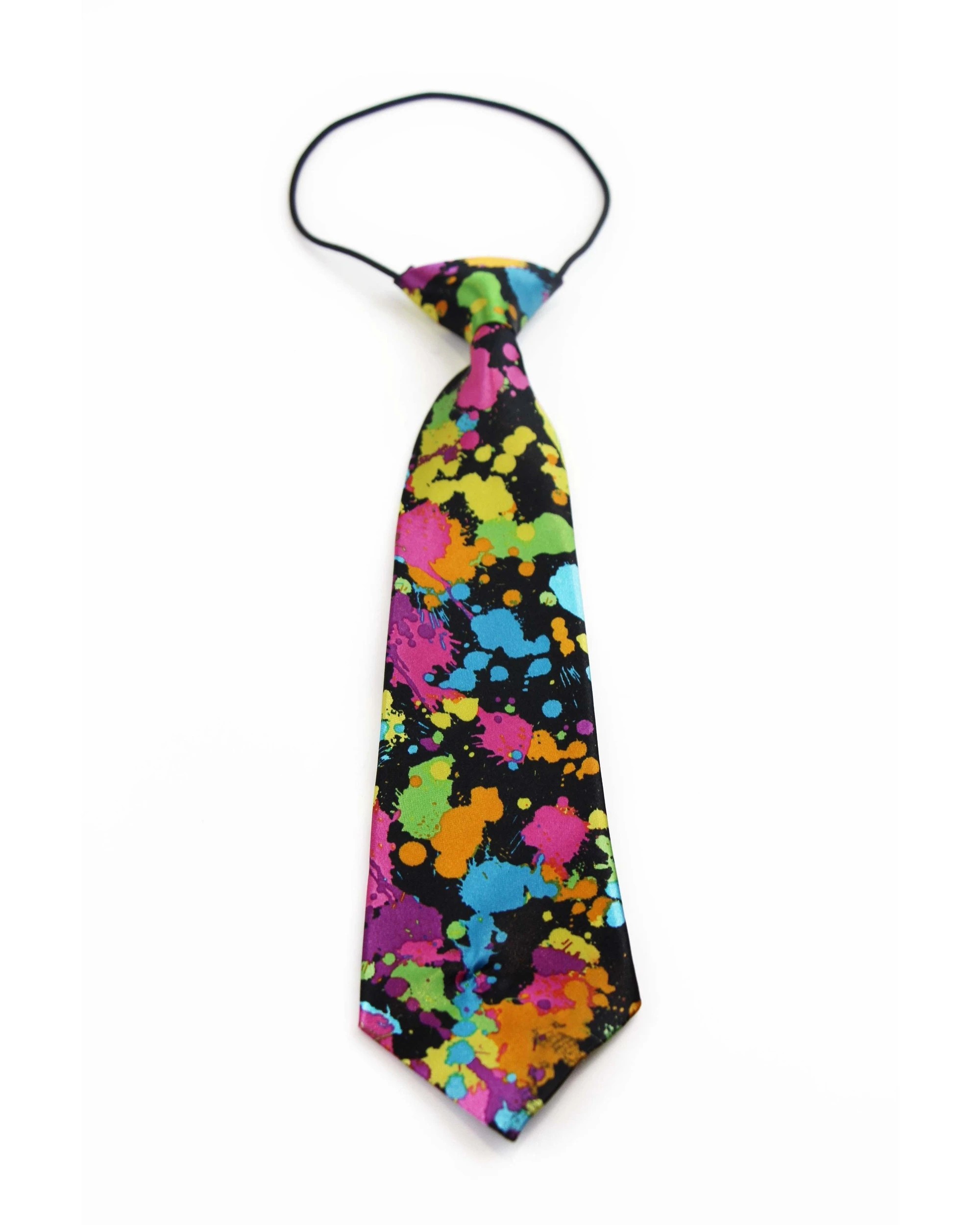 2 Zasel Kids Boys Multicoloured Patterned Elastic Neck Tie - Splash, 2 of 2