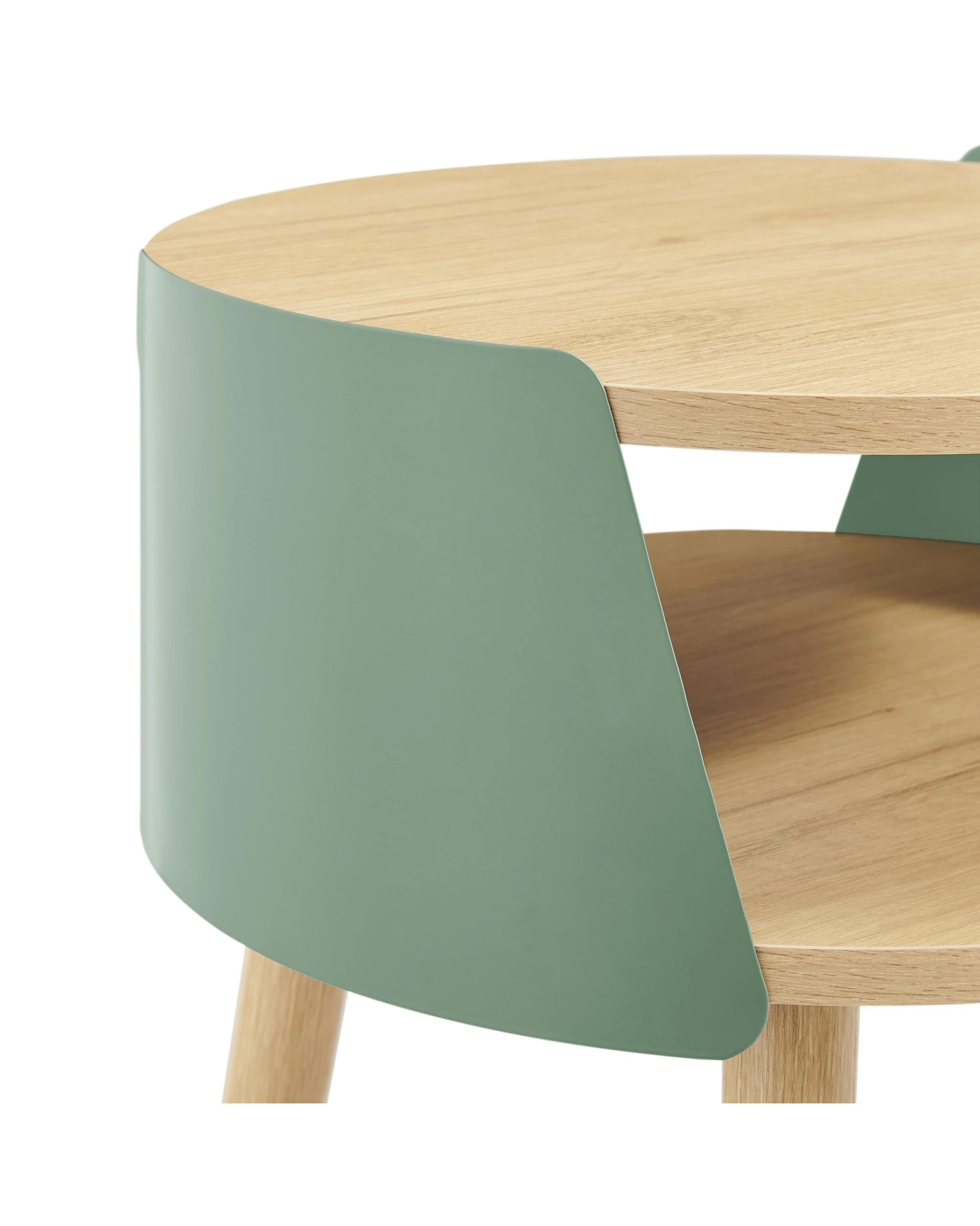 6 Kodu Side Table Bedside Shelf Round - Green, 6 of 9