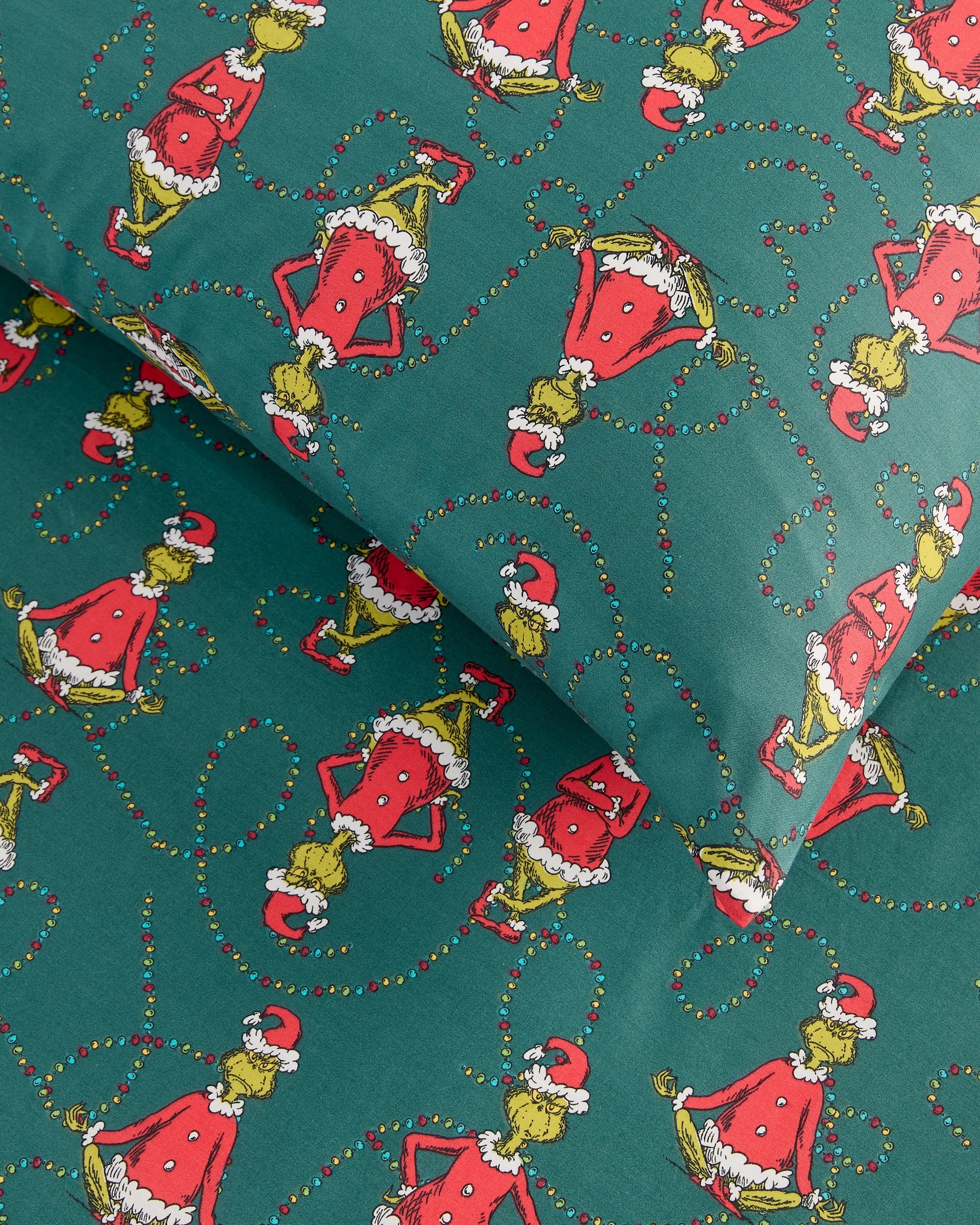 2 The Grinch Christmas Grinch Cotton Kids Fitted Sheet Set - Single Bed - Green, 2 of 2