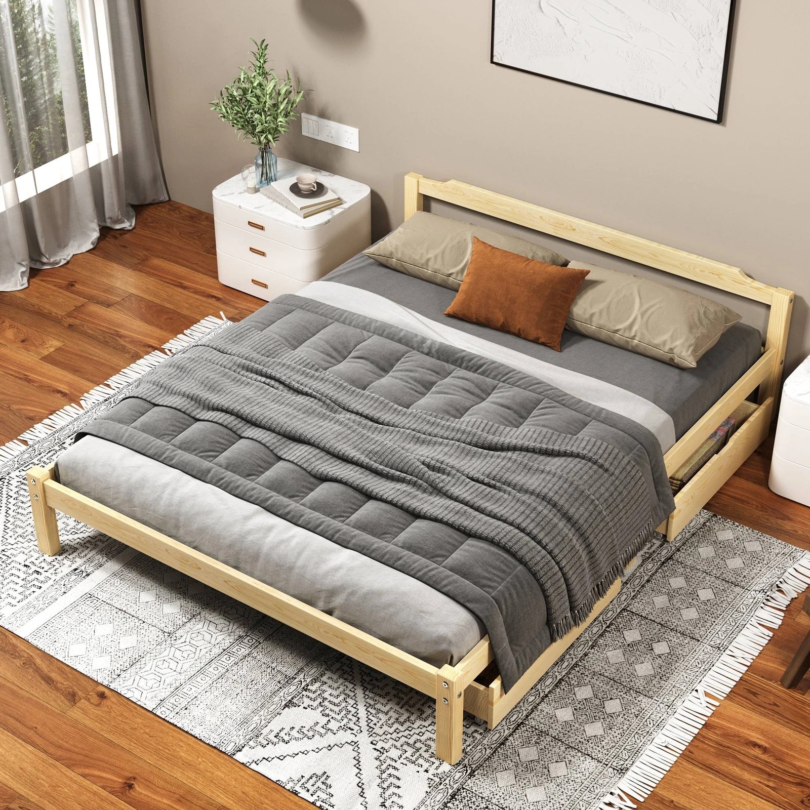 8 Alfordson Bed Frame Wooden Timber King Size Mattress Base Platform Beatrix - Natural, 8 of 10