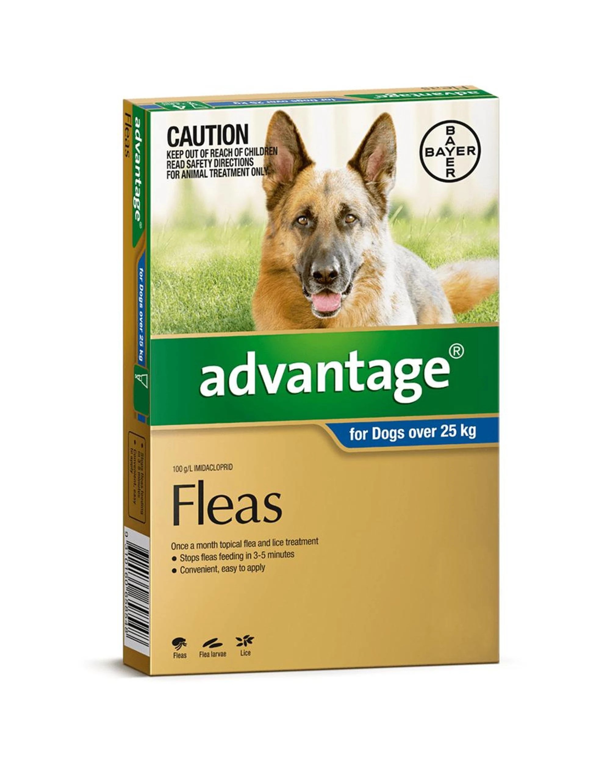 1 Advantage Flea Treatment For Dogs 25kg+ Blue 4 Pack, 1 of 1