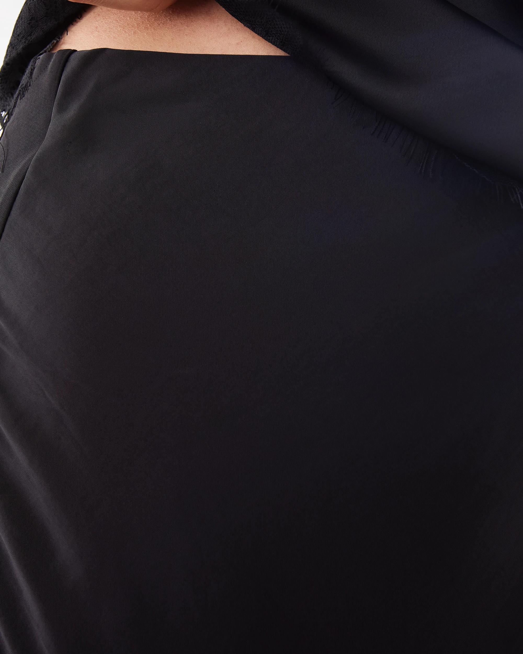 6 Satin Asymmetrical Lace Trim Skirt Black, 6 of 7