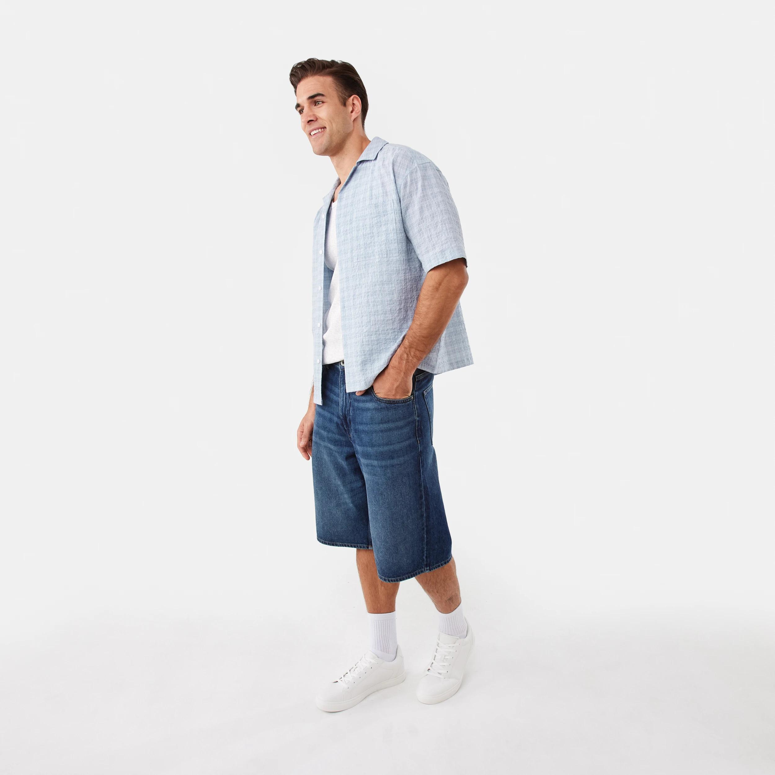 4 Short Sleeve Boxy Shirt Blu Fog, 4 of 9