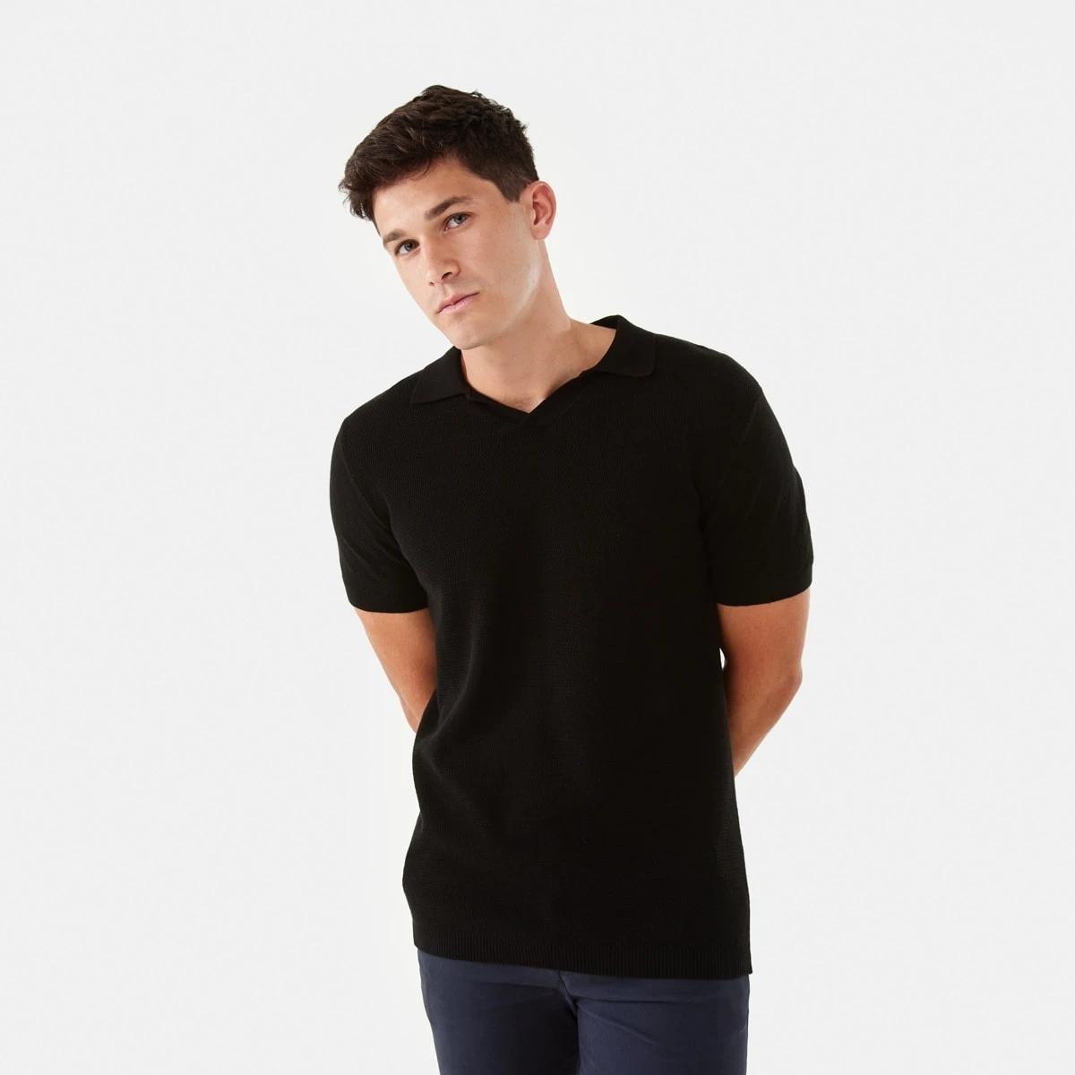 1 Knit Polo Shirt Black, 1 of 6