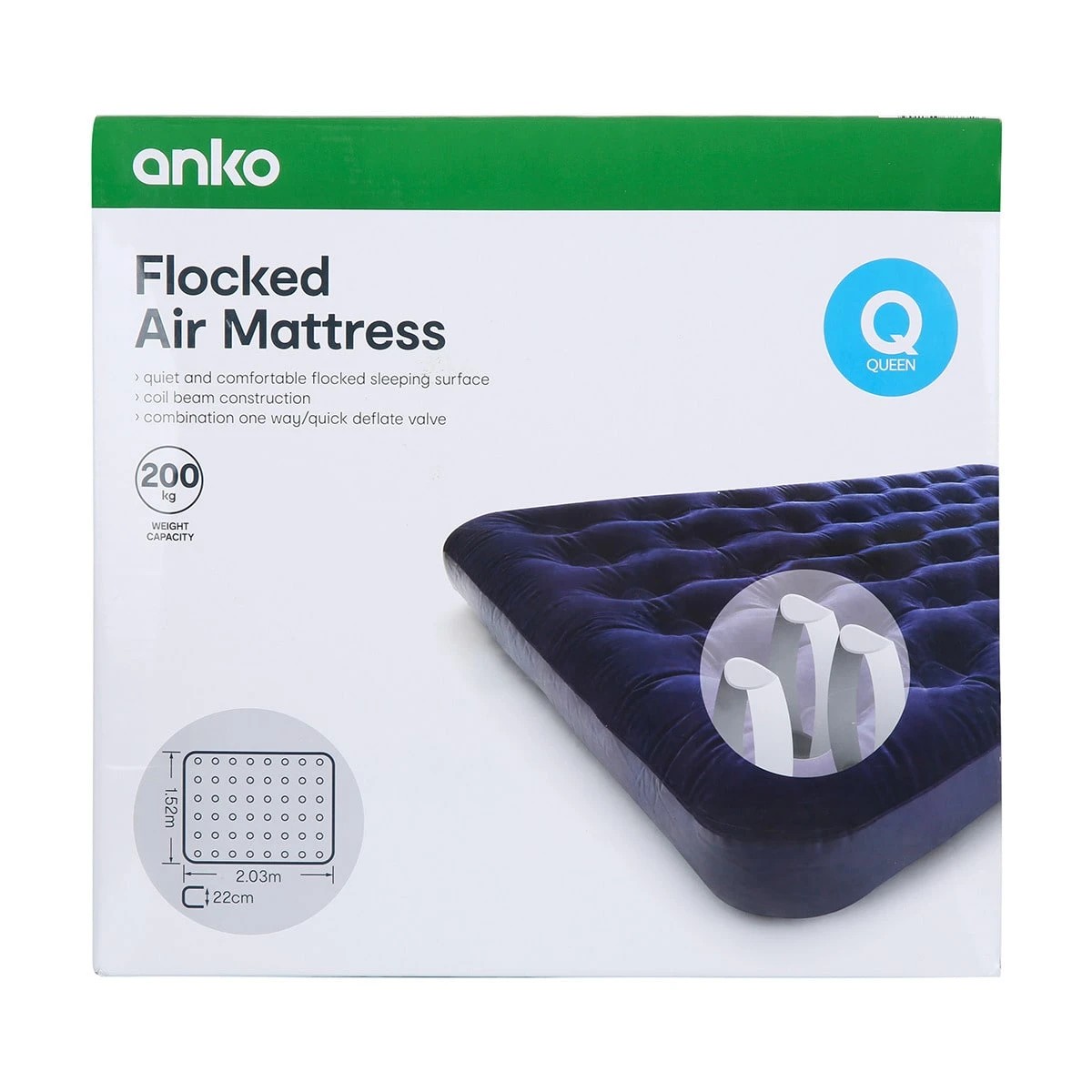 3 Flocked Air Mattress - Navy, Queen Bed, 3 of 3