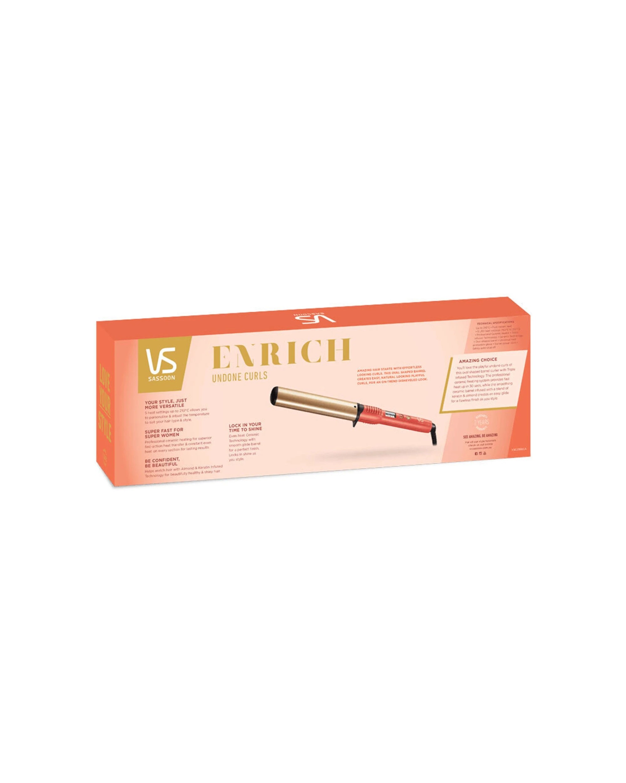 4 VS Sassoon Electric Enrich Salon Undone Curls Hot Ceramic Styling Tool - Orange, 4 of 4