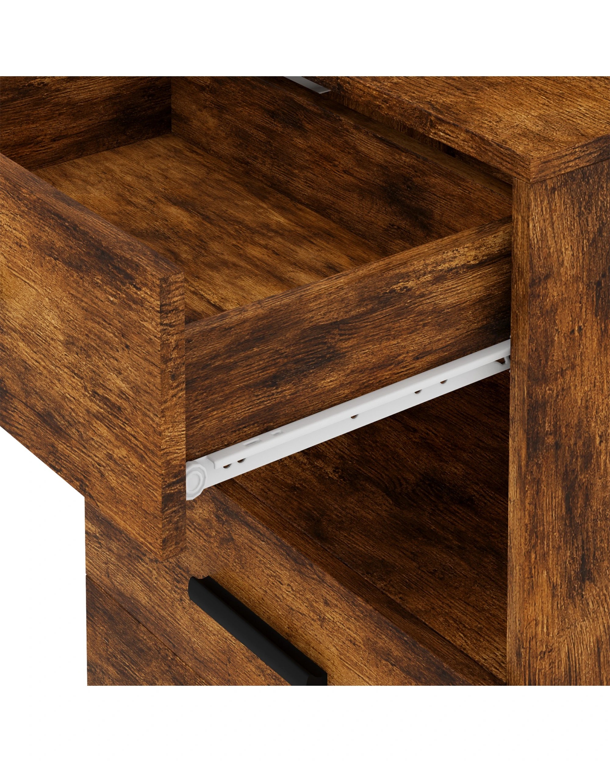 8 Ufurniture LED Tall Bedside Cabinet With Charging Station 3 Drawers and 3 Shelves - Brown, 8 of 8