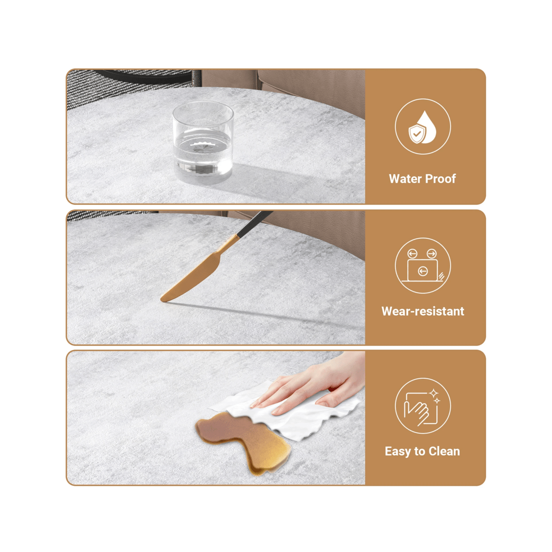 8 Advwin Nesting Coffee Table Marble Finish 70 & 50cm Round Grey, 8 of 8