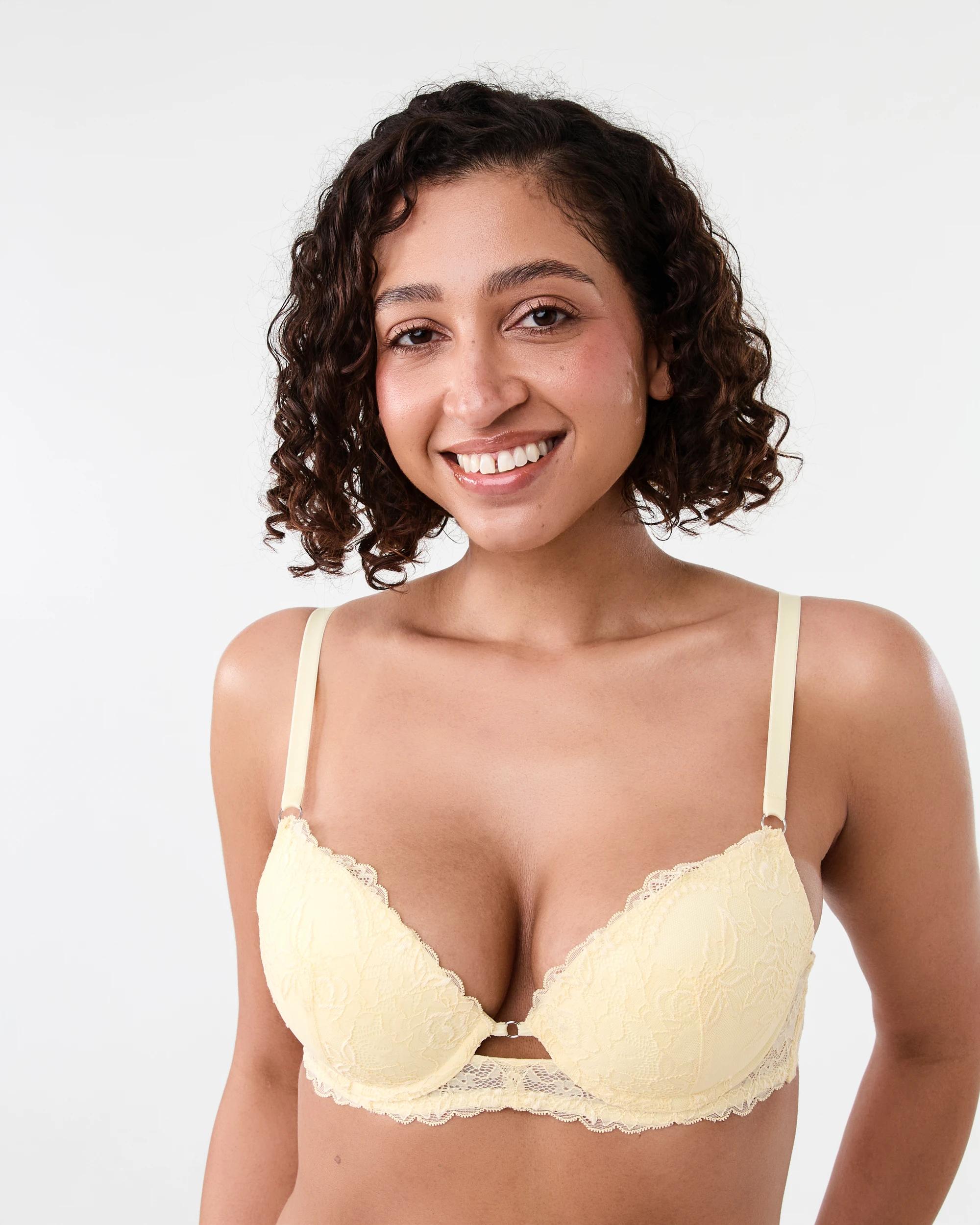 1 Co-ordinated Lace Push-Up Bra Ylw Butter