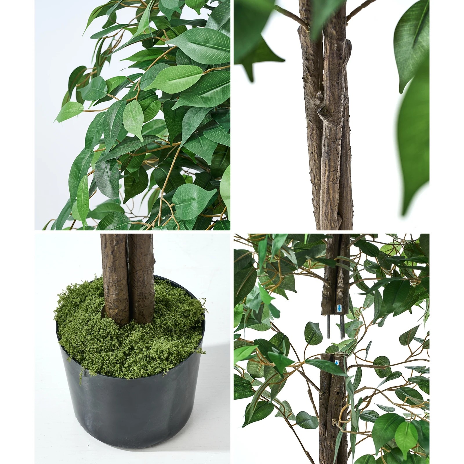 5 Livsip 2 Pack Artificial Ficus Tree Faux Potted Plant 180cm - Green, 5 of 10