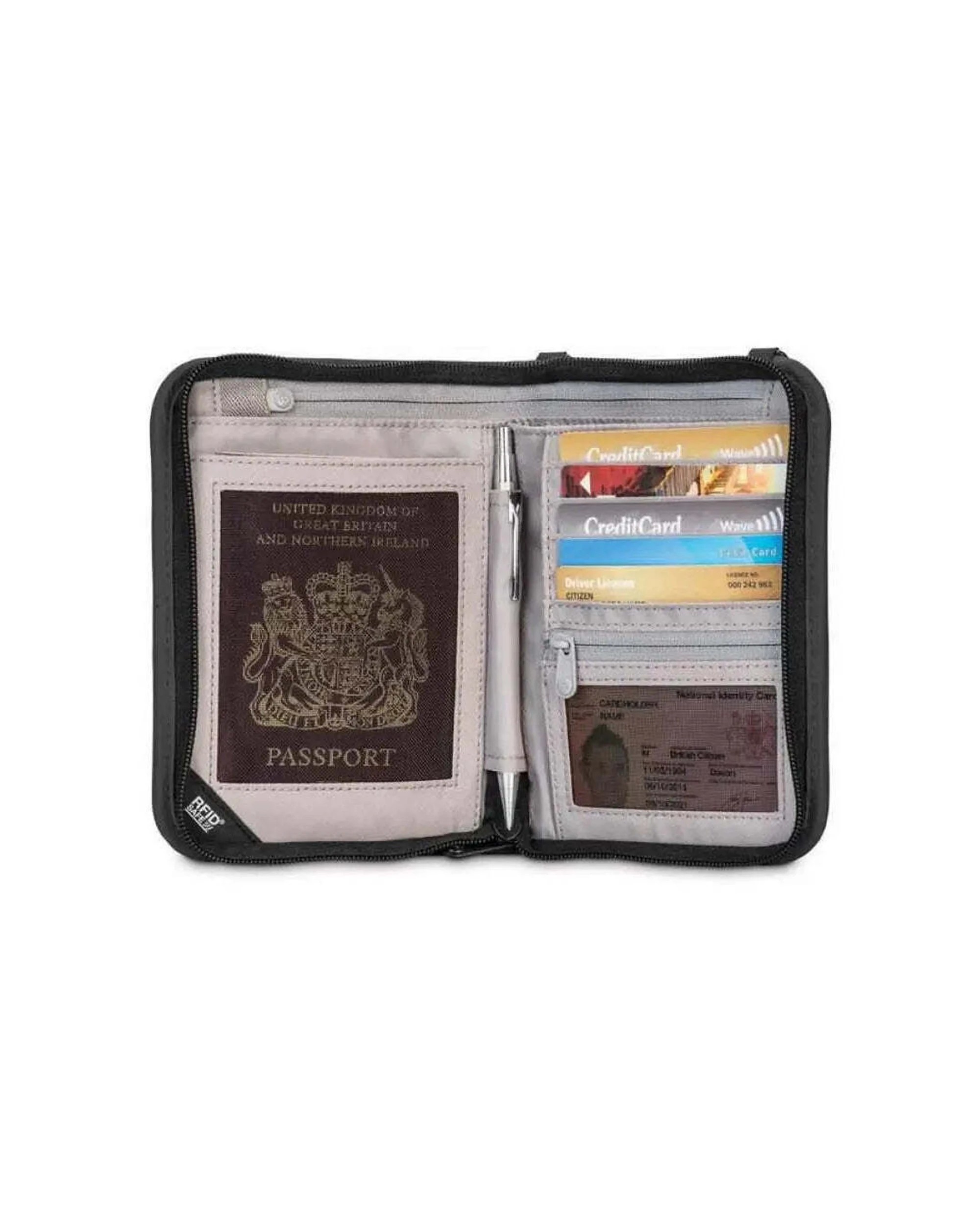 2 Pacsafe RFIDsafe V150 Anti-Theft RFID Blocking Compact Organiser Travel Accessory - Black, 2 of 2