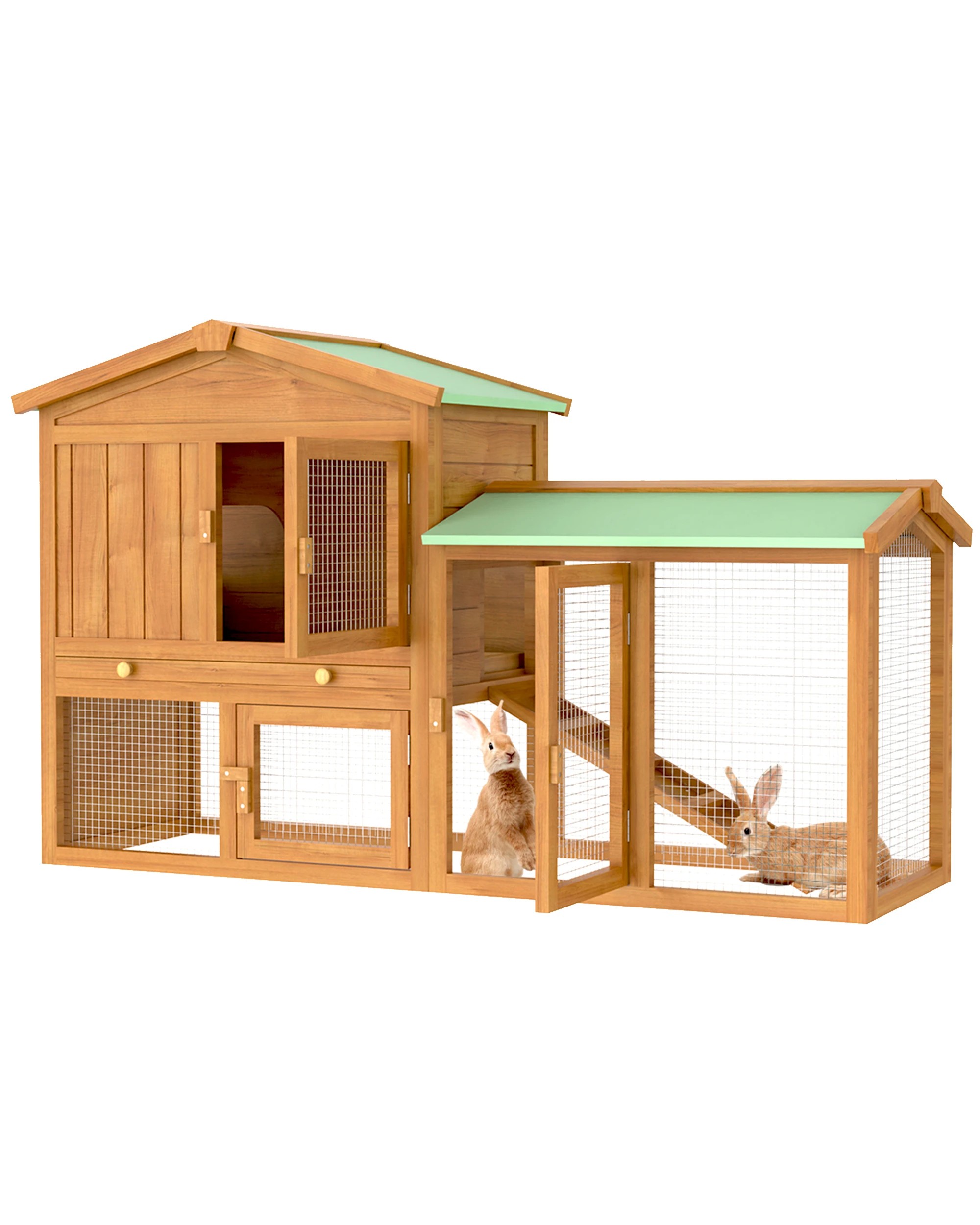 1 Advwin Chicken Coop Rabbit Hutch Large Wooden Run Bunny Cage, 1 of 8
