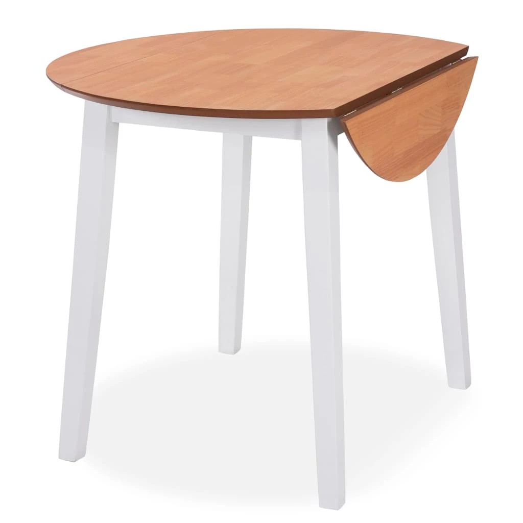 2 Vidaxl Drop-leaf Dining Table Round Mdf - White, 2 of 7