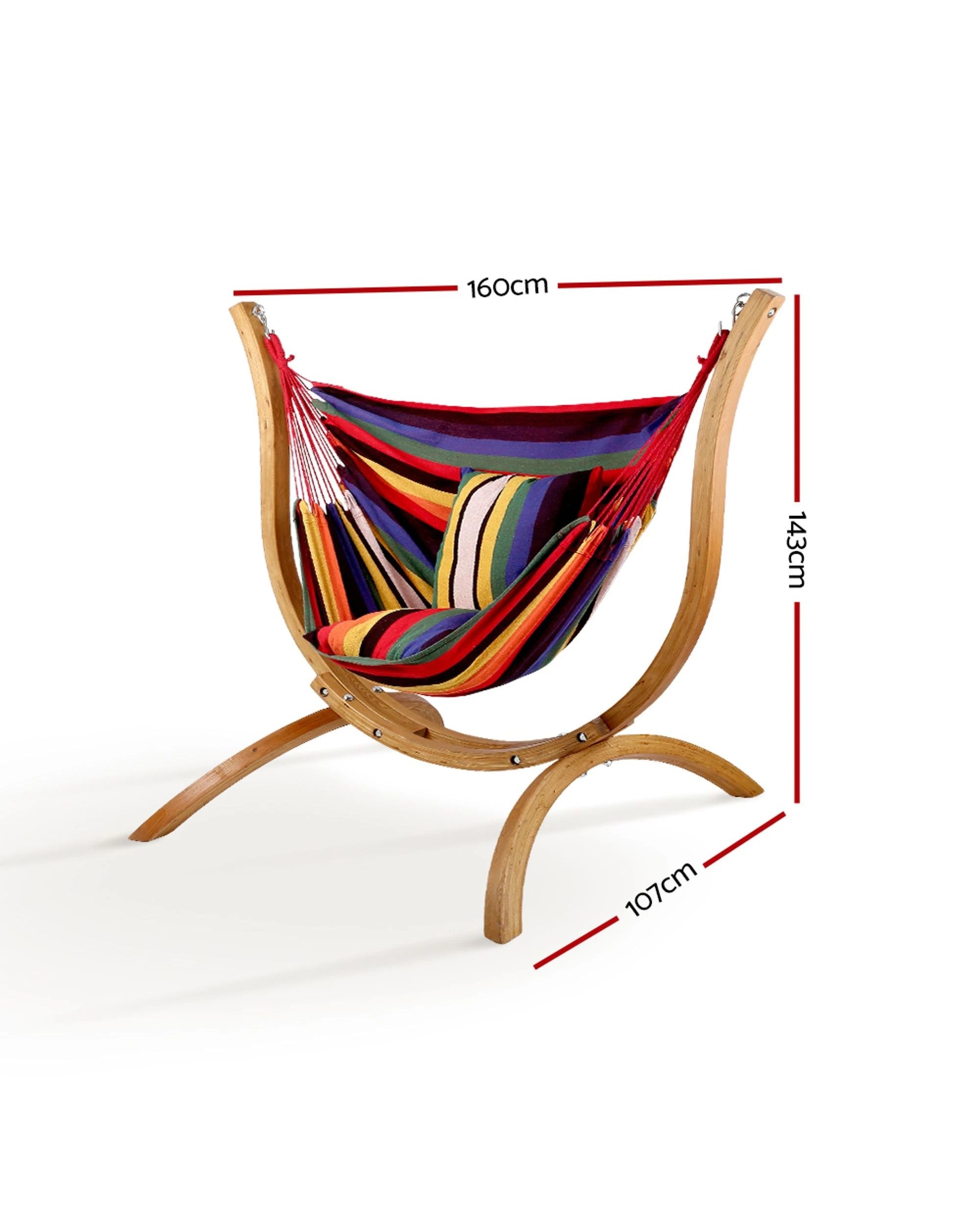 2 Gardeon Hammock Chair Timber Outdoor Furniture Camping with Wooden Stand - Multi, 2 of 5