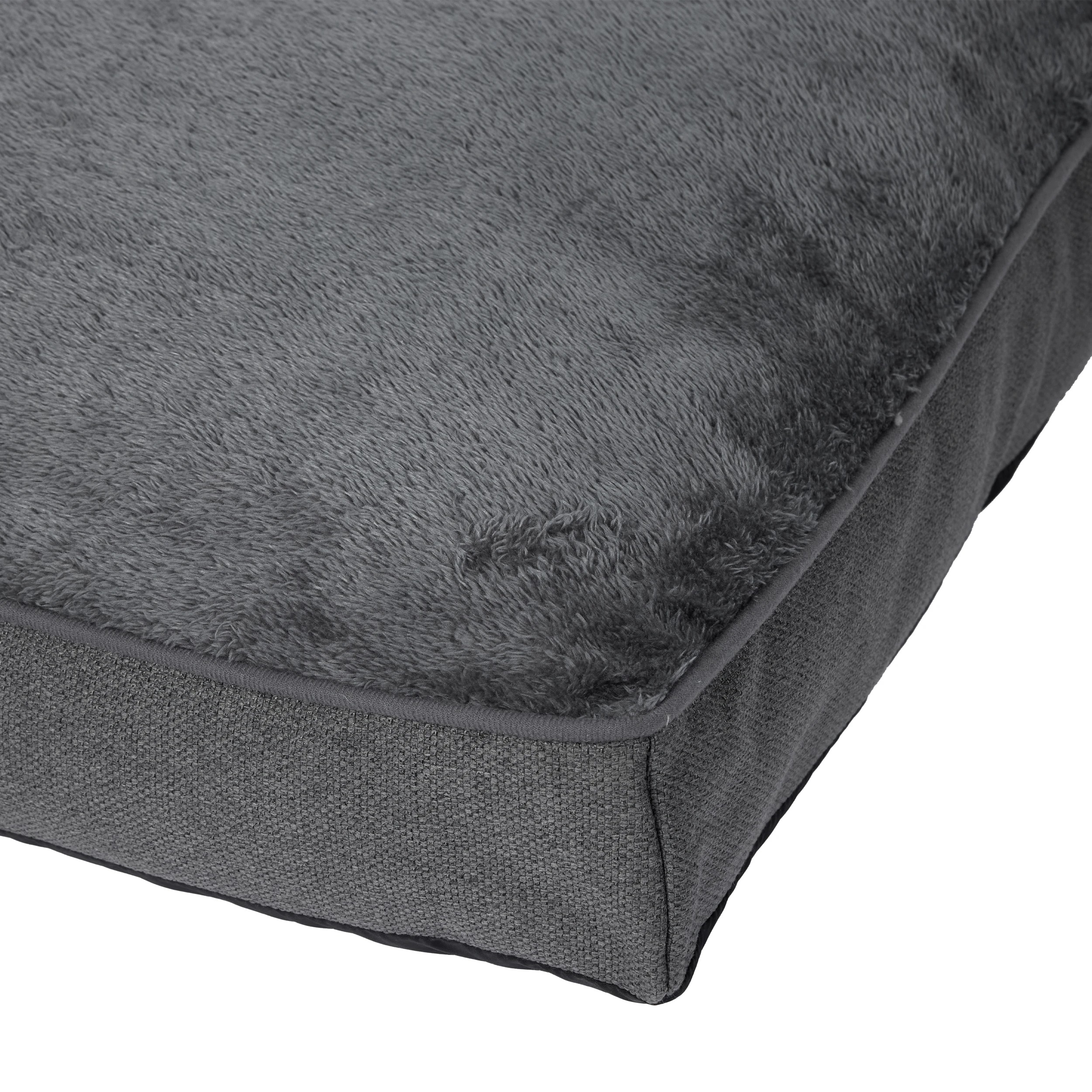 3 Pet Bed Rectangle Plush Top - Extra Large, Grey, 3 of 7