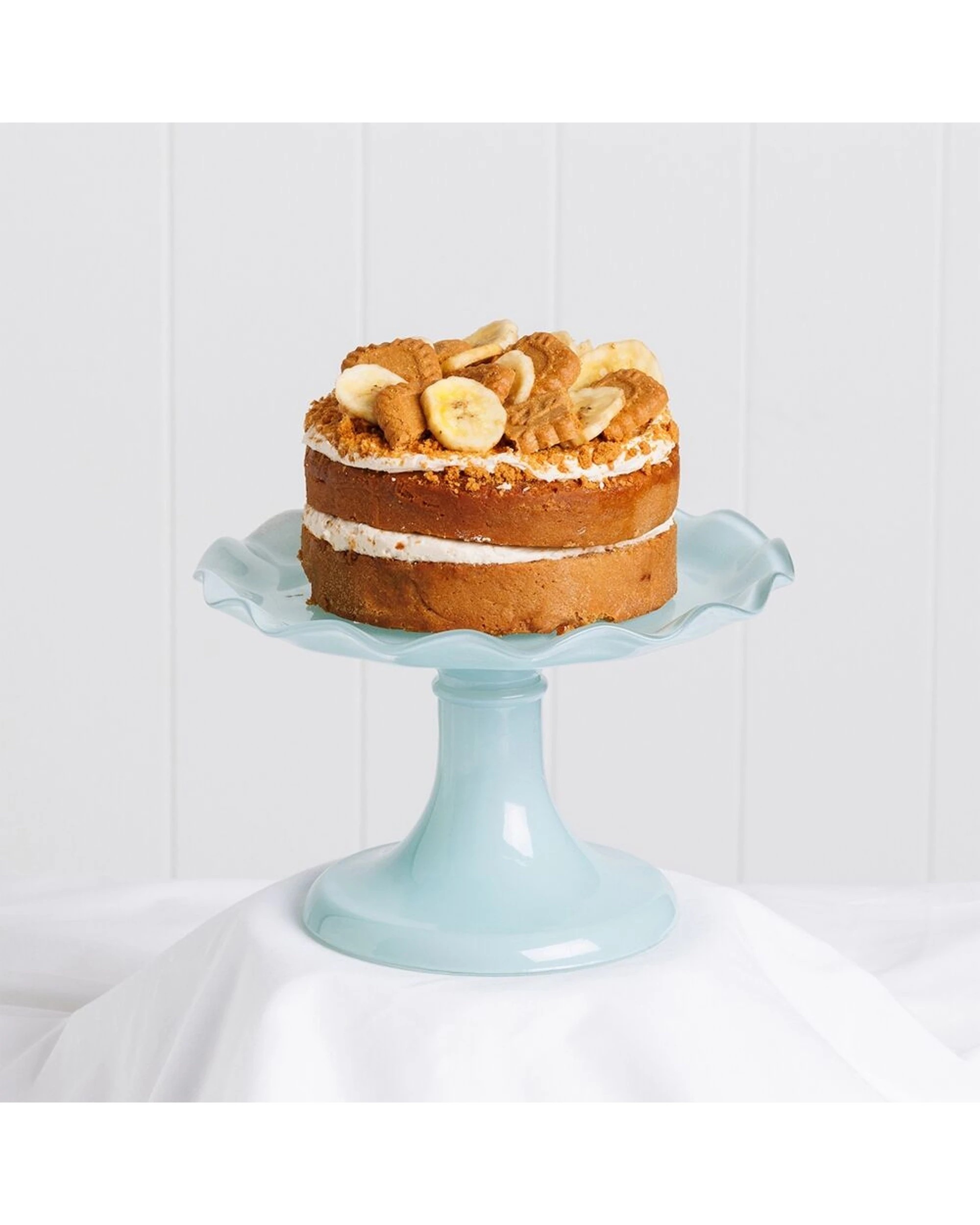 2 Ecology Soda Glass Ruffle Fluted Edged Cake Stand 20x12.5cm Midday - Green, 2 of 3