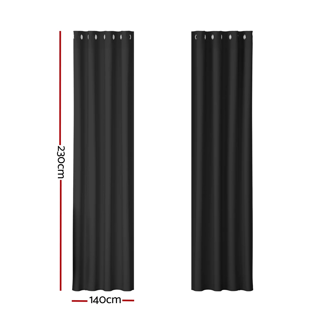 2 Artiss 2X Blockout Curtains Eyelet 140x230cm - Black, 2 of 6