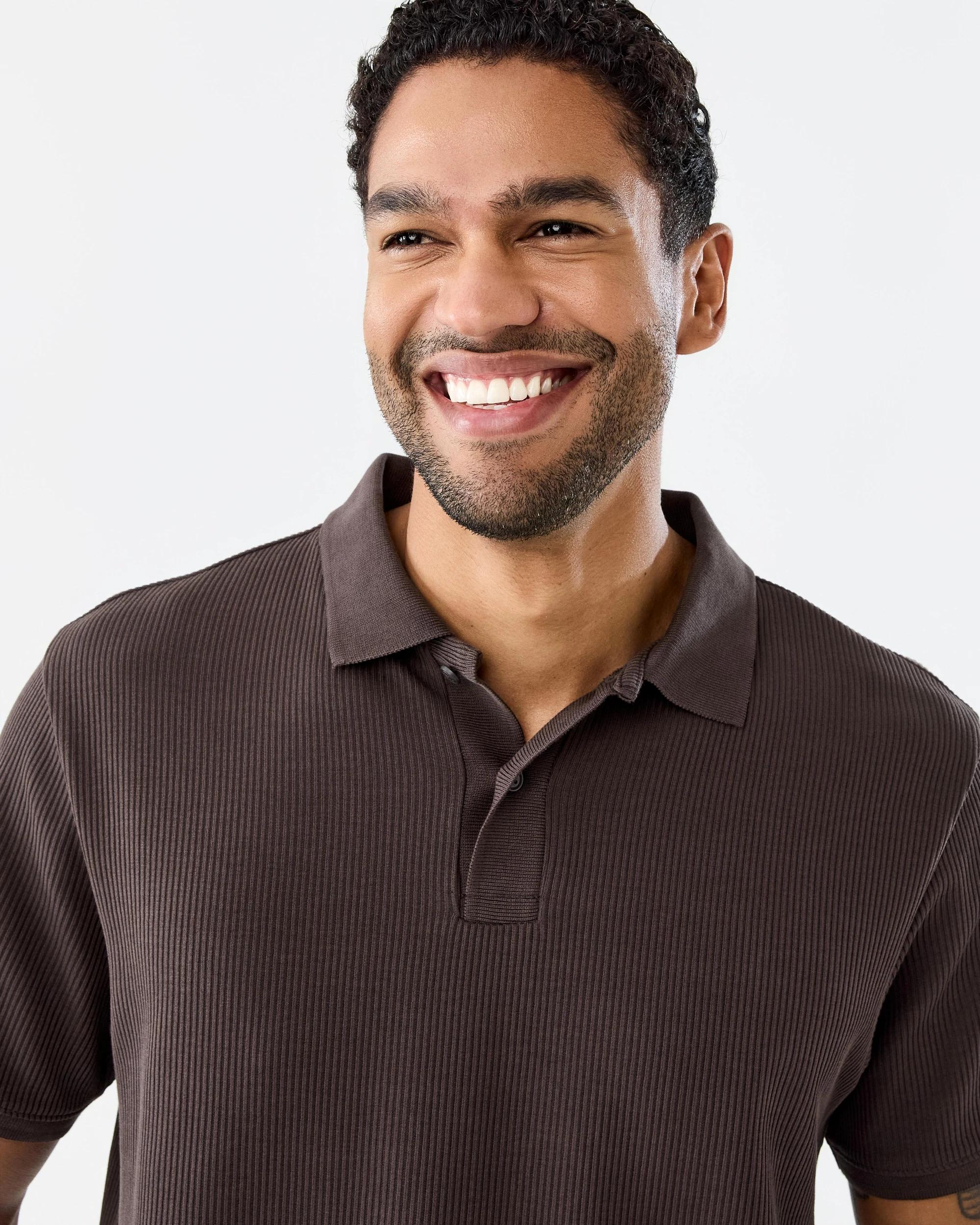 4 Ribbed Polo Shirt Brn Mulch, 4 of 7