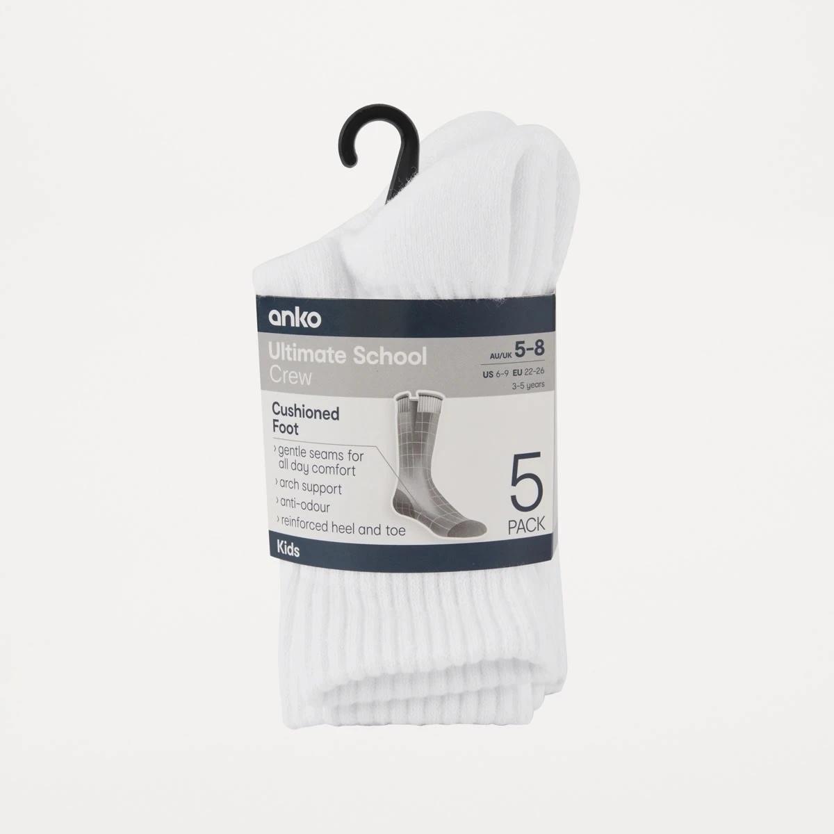 3 5 Pack Ultimate School Crew Socks WHITE, 3 of 3