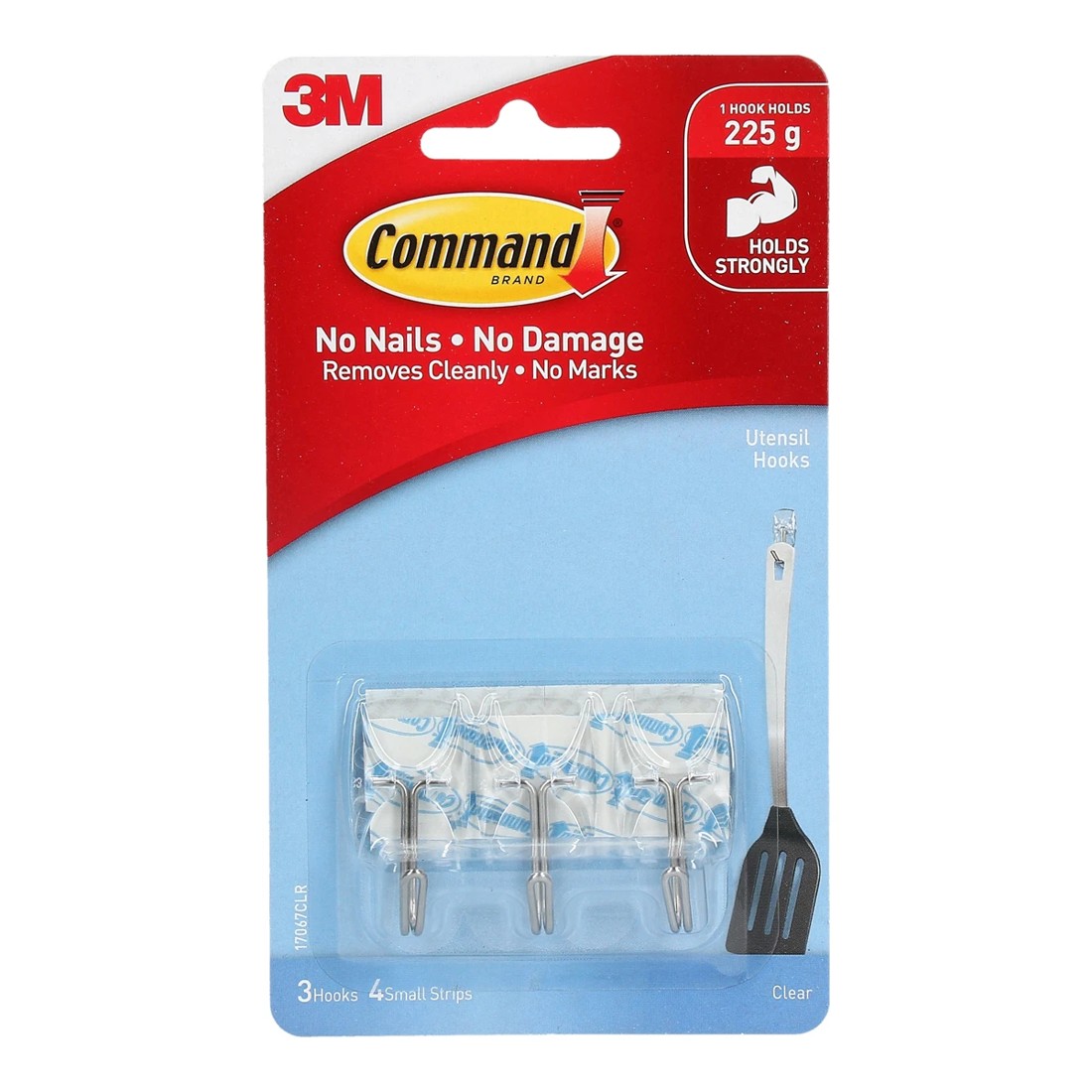 1 3M Command Hooks and Strips- Clear, Set of 3, 1 of 6