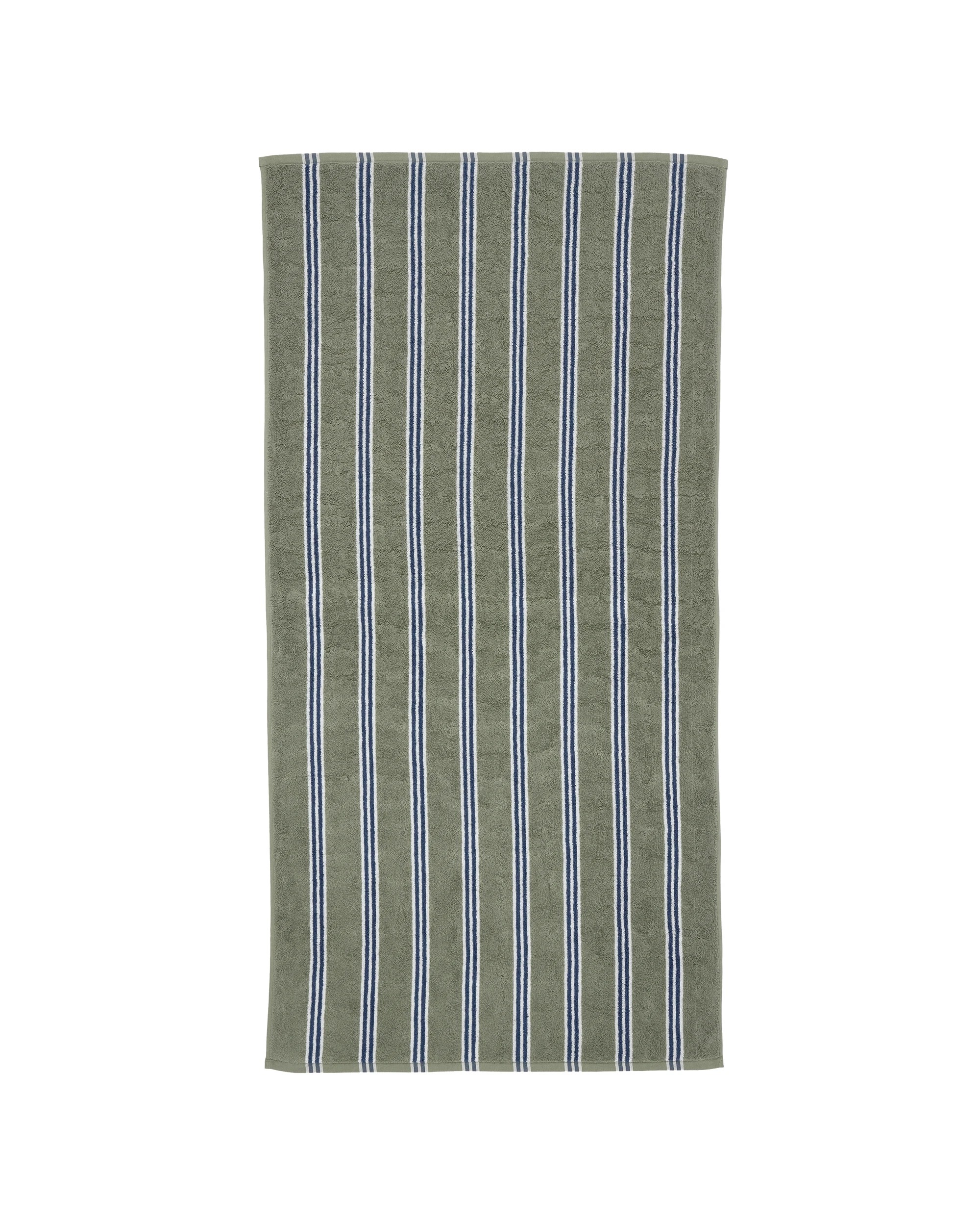 3 Stripe Cotton Bath Towel - Green, 3 of 5