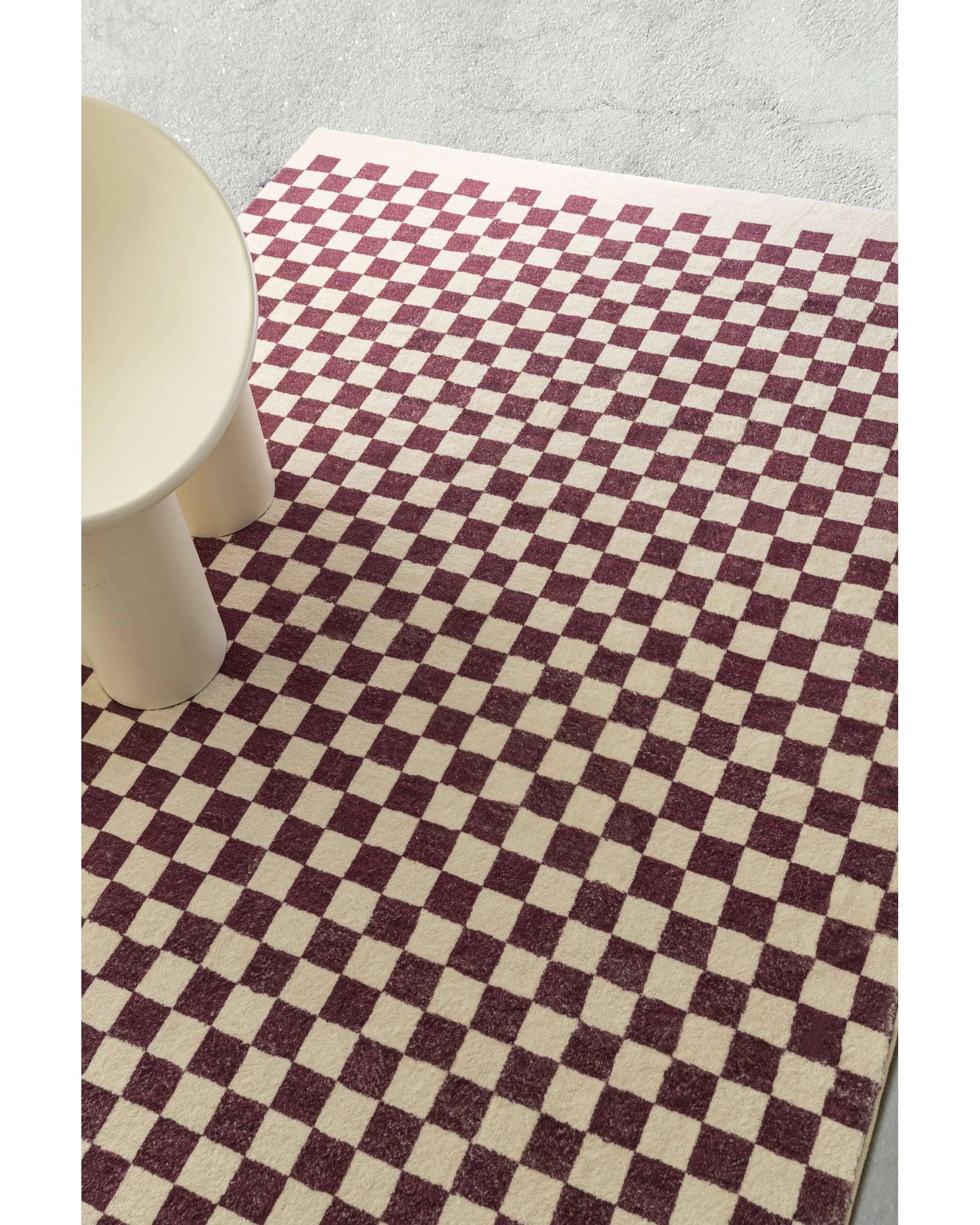 3 Loopsie Hermosa Checkered Washable Rug-400cm x 300cm - Burgundy, 3 of 9