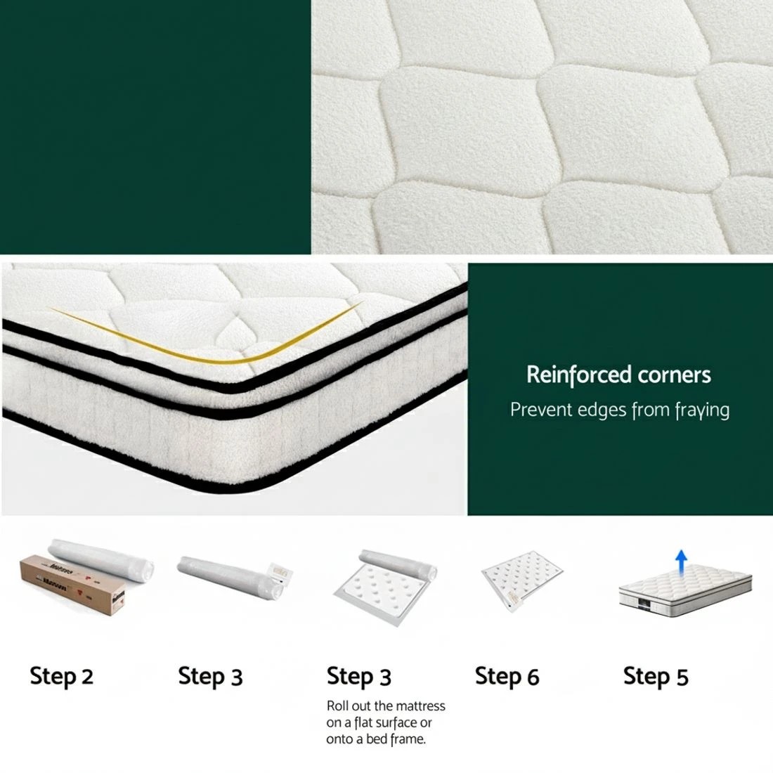 7 Giselle Bedding Mattress Boucle Fabric Cover Medium Firm 22cm Single - Single Bed - White, 7 of 7