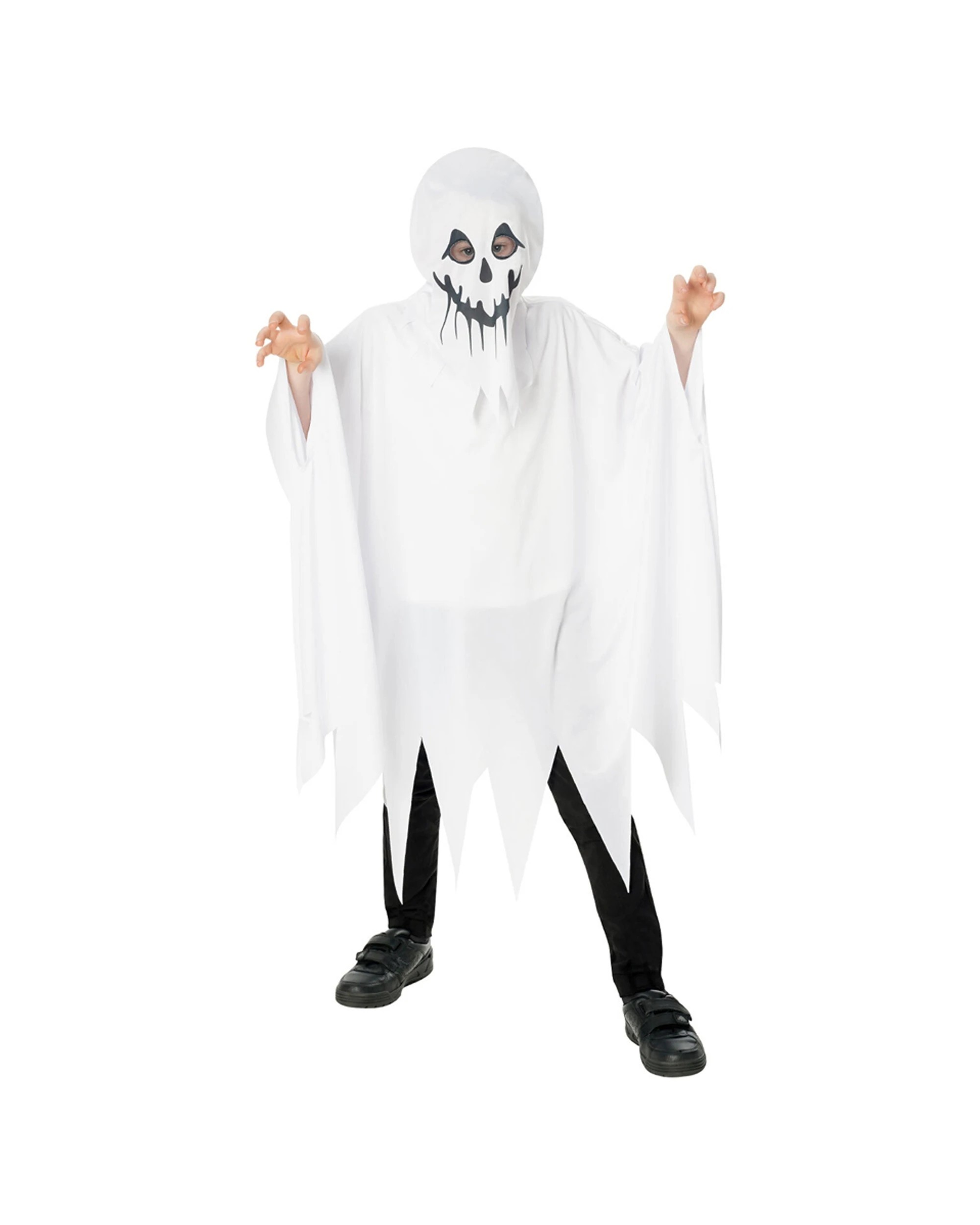1 Rubies Ghost Poncho Hood Costume Party Dress-Up Size S - White, 1 of 1