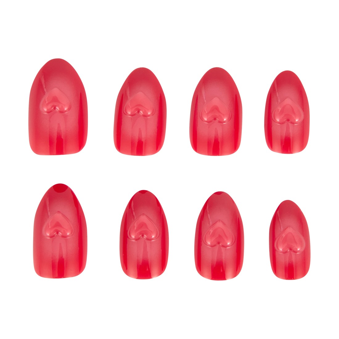 5 OXX Cosmetics 24 Pack Artificial Nails with Adhesive - Almond Shape, Red Hearts, 5 of 5