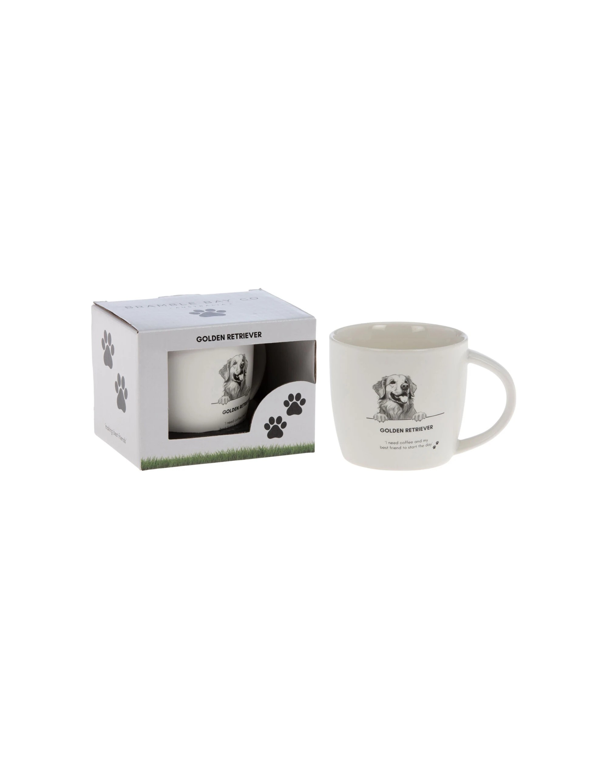2 Bramble Bay 4PK Golden Retriever Dog Print Novelty Coffee Mug Ceramic - White, 2 of 2