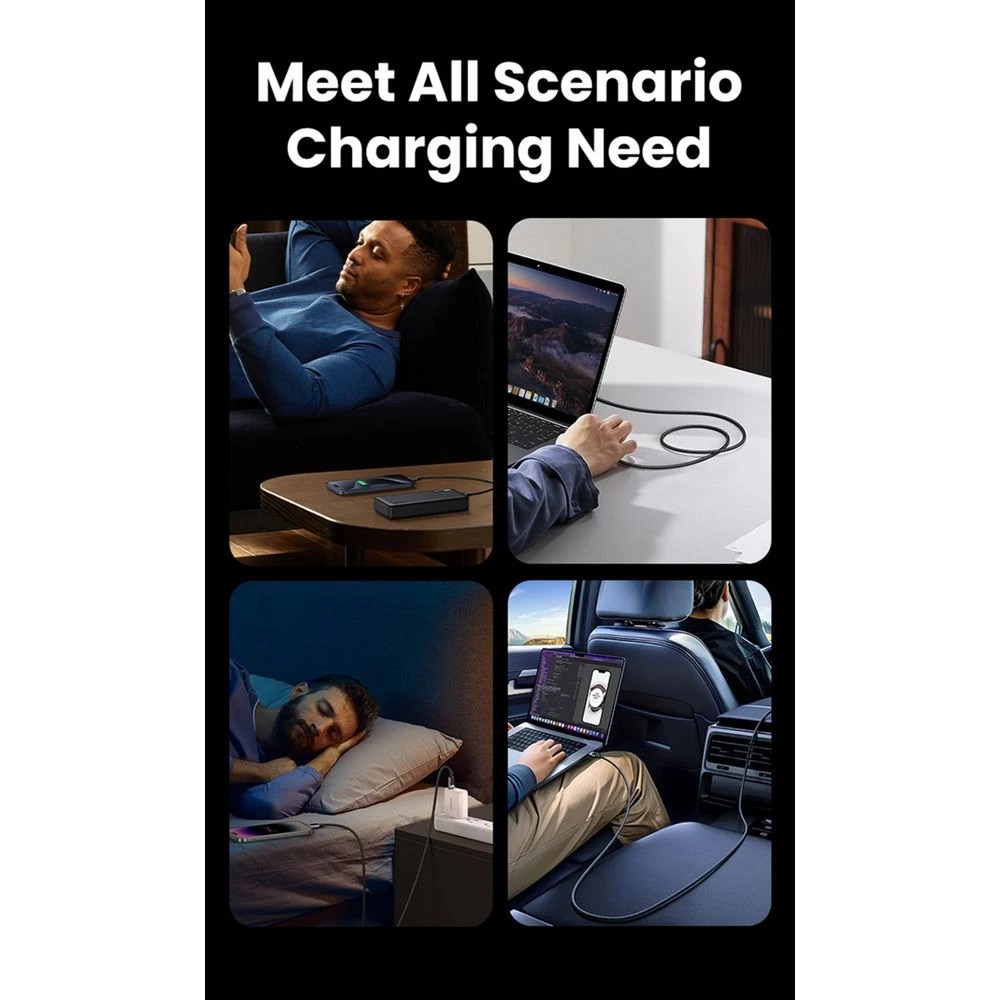 4 UGREEN USB-C to USB-C 5A/100W Braided Cable 1M Space Grey, 4 of 6