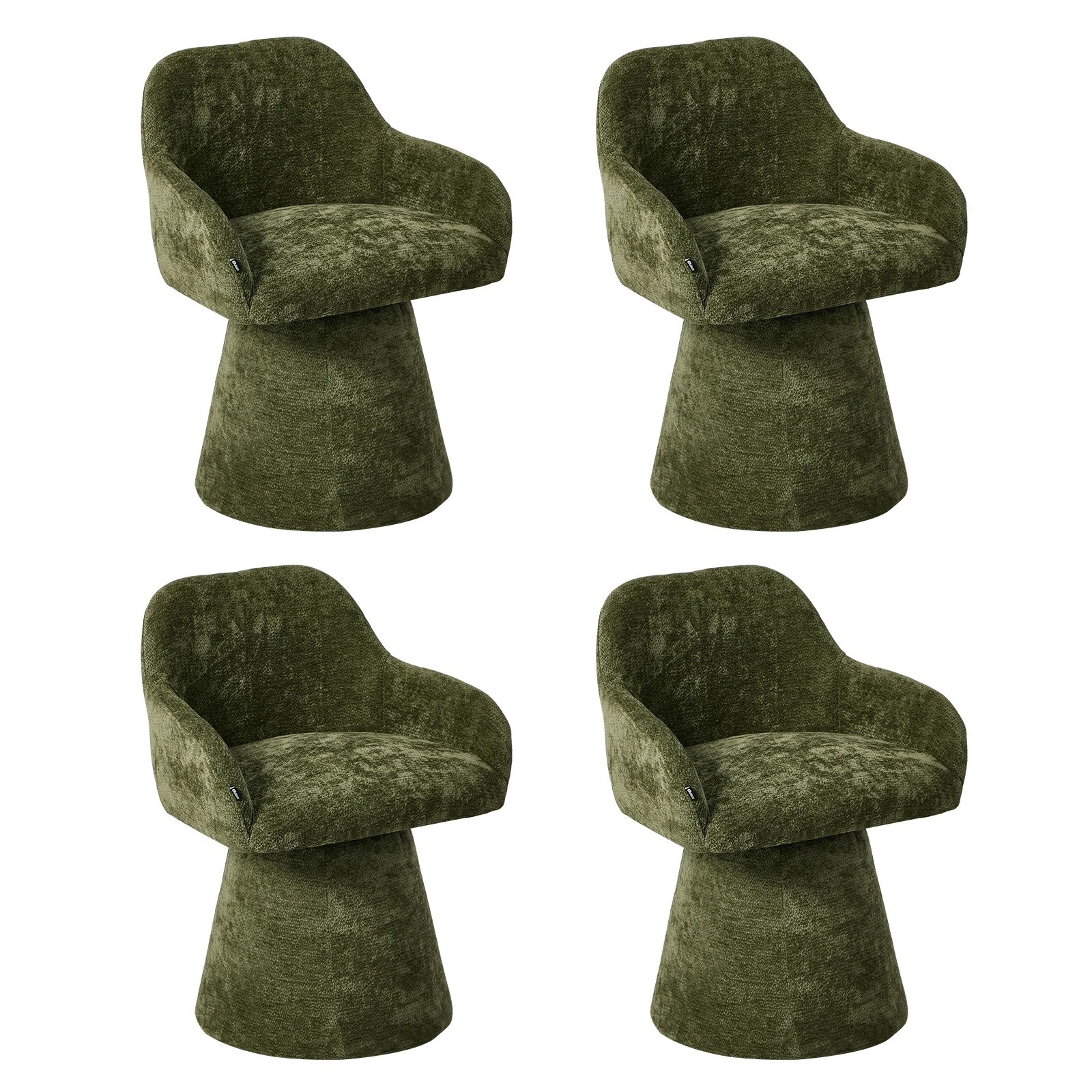 1 Oikiture 4x Dining Chair Swivel Armchair Lounge Accent Chairs Chenille - Green, 1 of 10