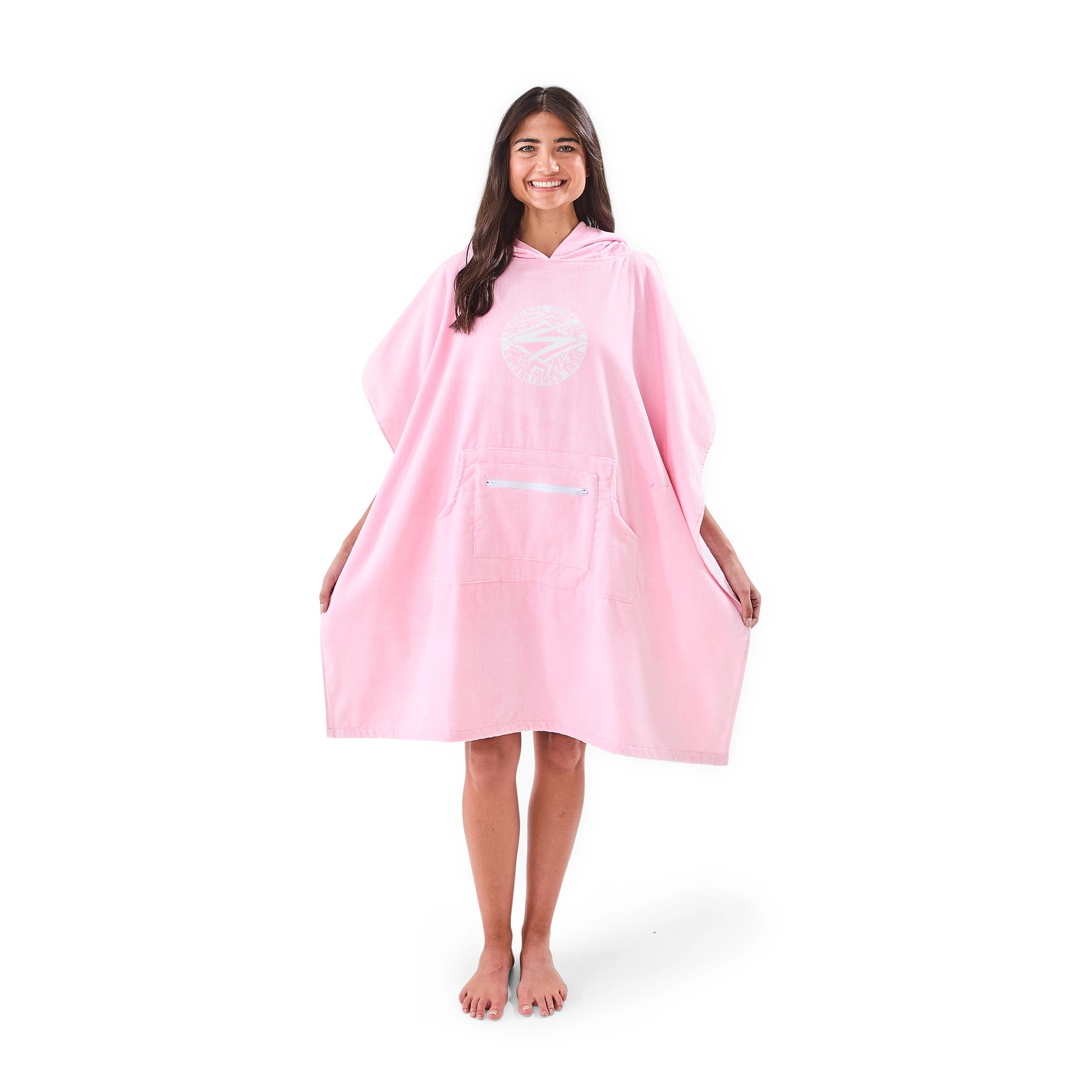 1 Hooded Velour Cotton Beach Towel - Pink, 1 of 6