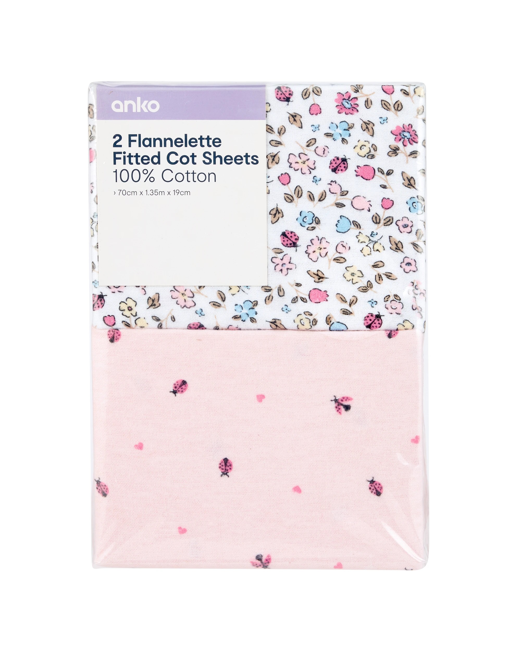 6 2 Pack Flannelette Cotton Fitted Cot Sheets - Flora, 6 of 6