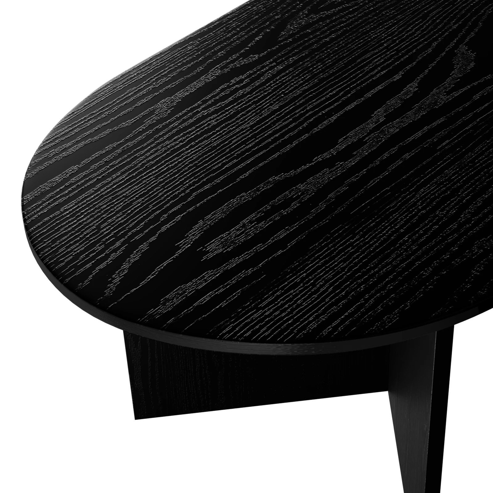 9 Oikiture Coffee Table Sofa End Table Oval Side Cafe Desk Timber - Black, 9 of 9