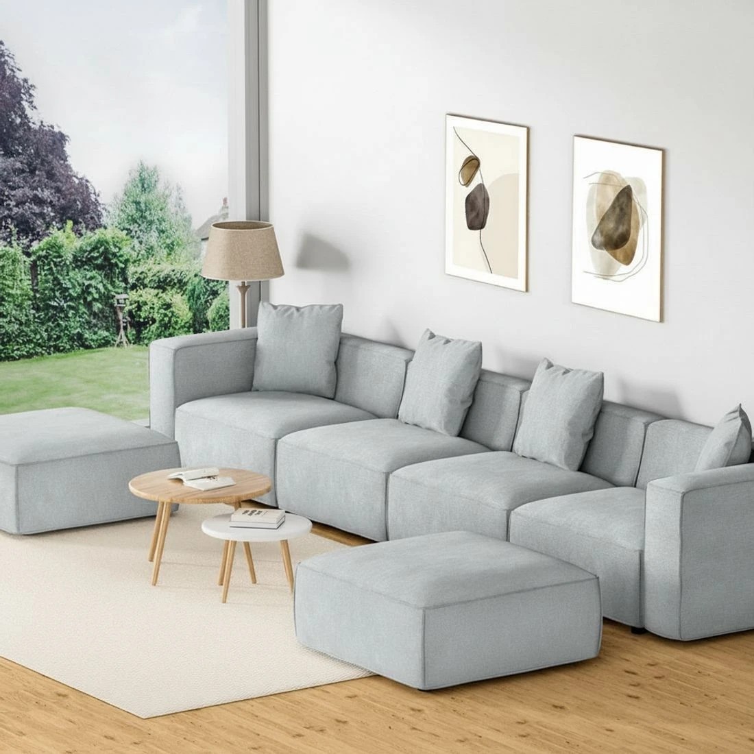 7 Artiss Modular Sofa Chaise Set 6-Seater - Grey, 7 of 7